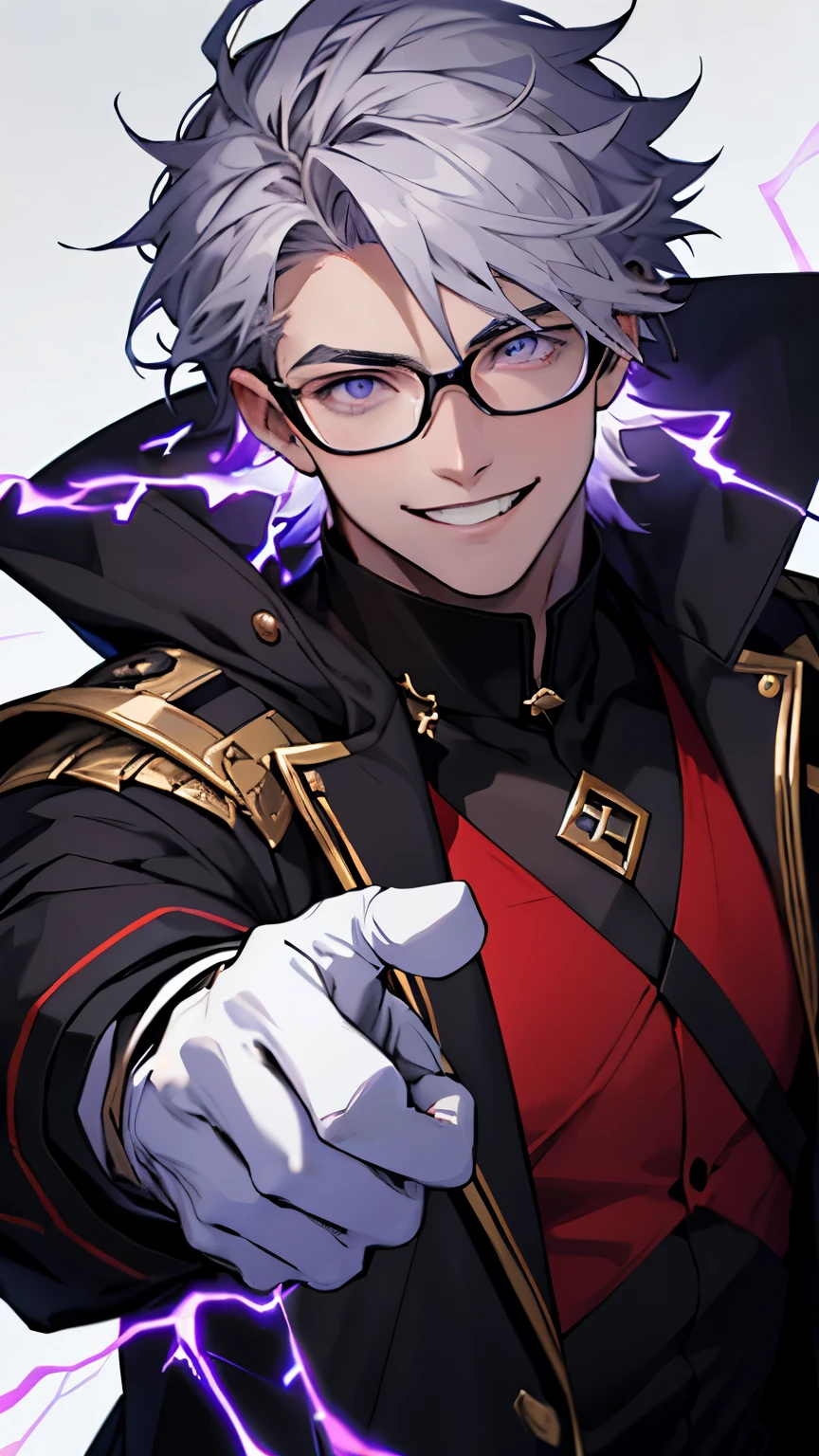 Perfect anatomy and highly detailed face, Delicate depiction of the eyes, Accurate drawing, Beautiful Hair, Detailed Background, Edgy, Depiction of one human male in combat. Subjects must be men in their late 20s only., Red hoodie and black pants, Warm, loose-fitting clothing, , A casual fashion style where you wrap your jacket around your waist, Tanned or deep brown skin, Her distinctive white or silver hair is tied in a short ponytail., He wears his distinctive trademark thick black-rimmed glasses., Mafia with a cynical smile, A Villain with a Very Deep Wound, A sarcastic man with a malicious smile, A young man with narrowed eyes smiling, I have inner loneliness, Deep down, I feel like life is hard, Jealousy and envy towards successful people, The insight and resignation that come from hard work and failure, Perverse Desperation, The scene of a large-scale indiscriminate terrorist attack, Burning and collapsing building,