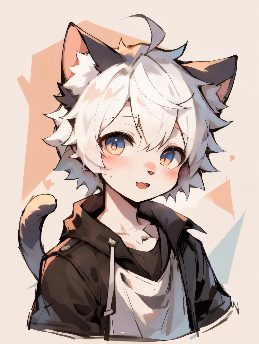 Cat ear,male,cute,white hair