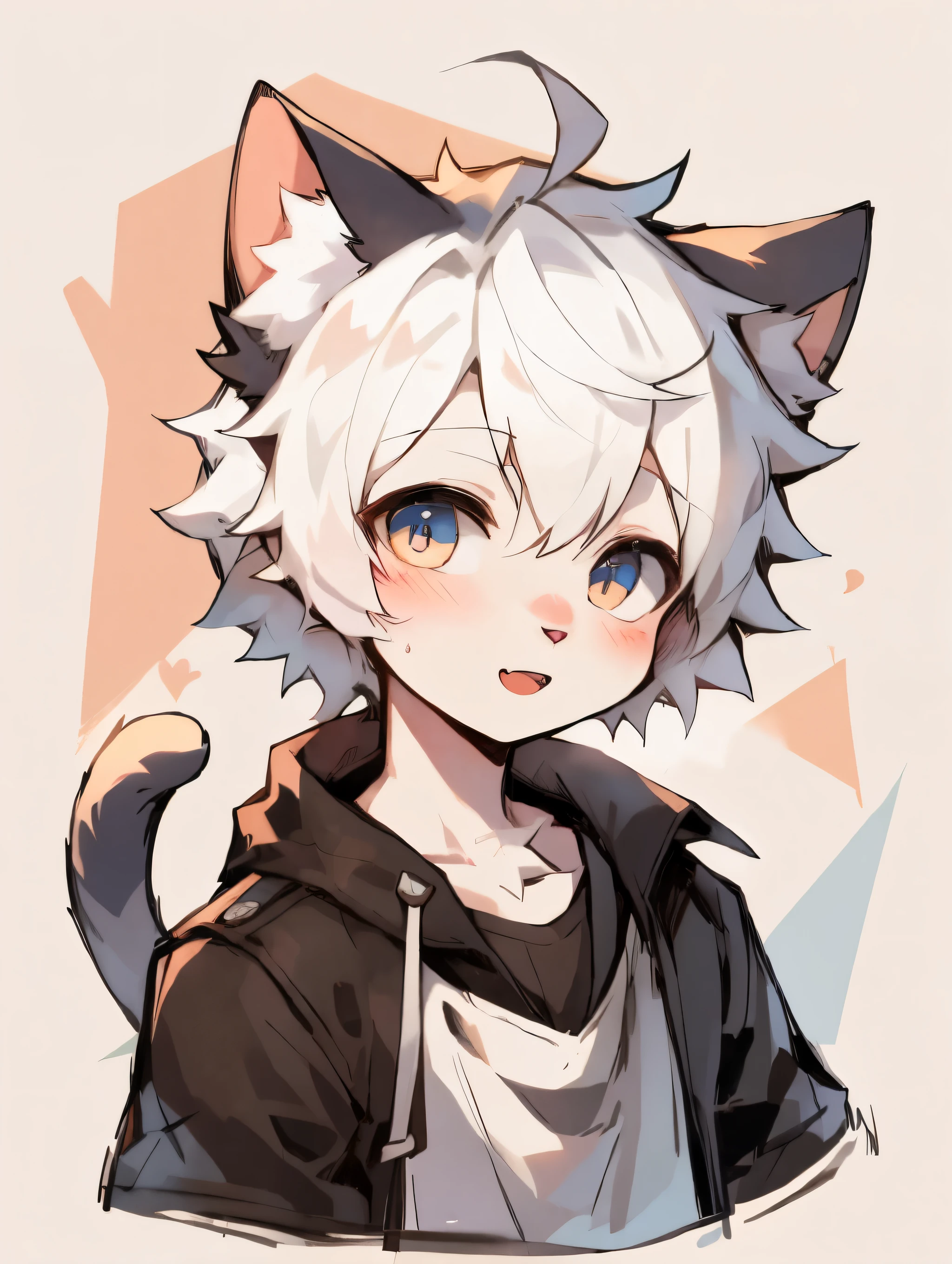 Cat ear,male,Lovely,white hair