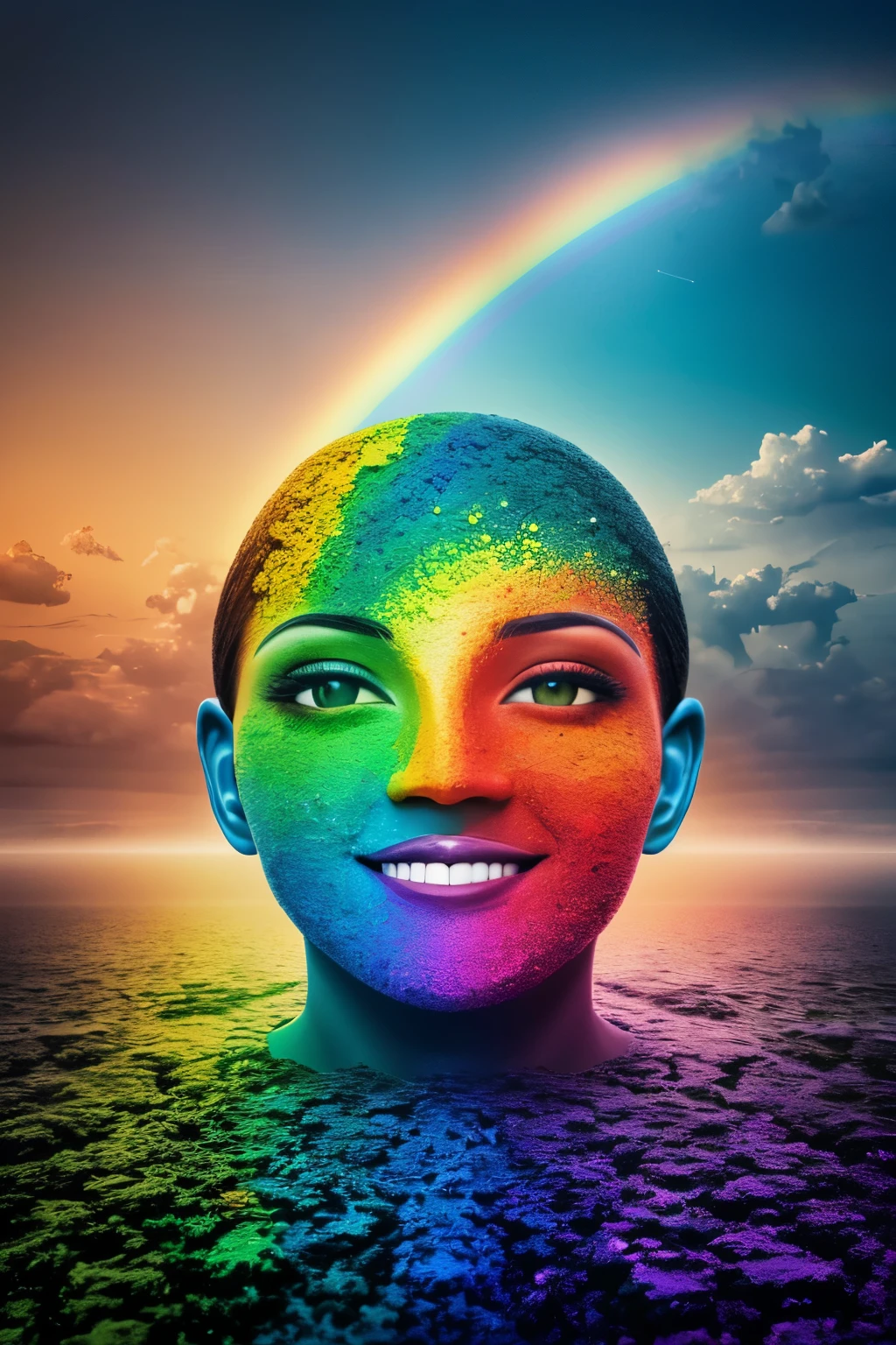 Foto RAW em sequencia, uma imagem de uma pessoa com Hiperfantasia, ((retrato introspectivo, engenhooso sorriso)), olhos penetrantes, detalhes facialmente astonosos, planos de fundo complexos pouco desfocados, luzes artificiais embaladoras, HDR, imagem realista, trabalho de arte, contemplating space, lived, realismo hiperrealista, Nuanced Rainbow, inexhaustible creative mind, complexidade emocional profunda, memorable details, 8k UHD,