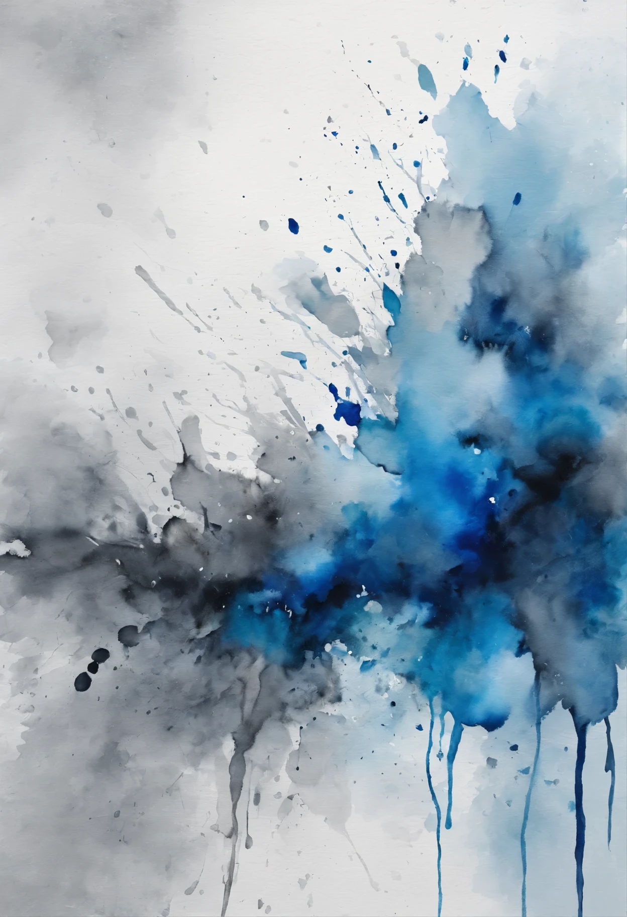 watercolor splash background grey and blue on a canvas texture