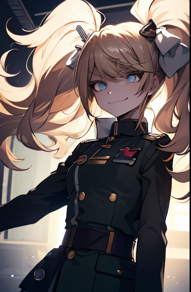 (masterpiece, best quality: 1.1), 1girl solo, tanya, 1girl, solo, , flat chest, small breasts, curvy, military, military uniform, ,, evil smile, wicked expression, anger, red eyes, neutral lighting
