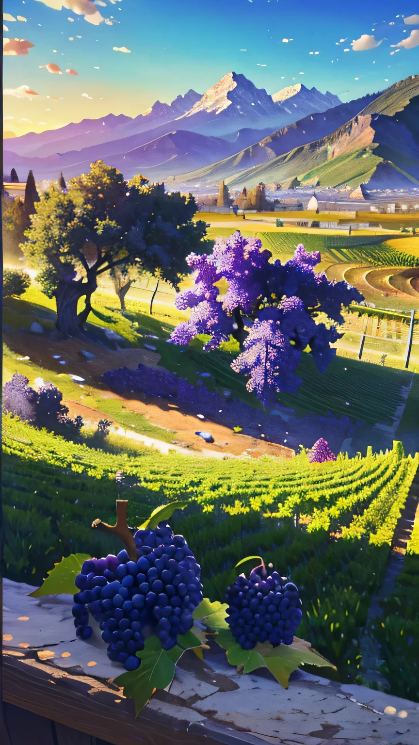 grape trees (masterpiece, best quality:1.2) , nature, The mountains are full of grapes,Surrealism