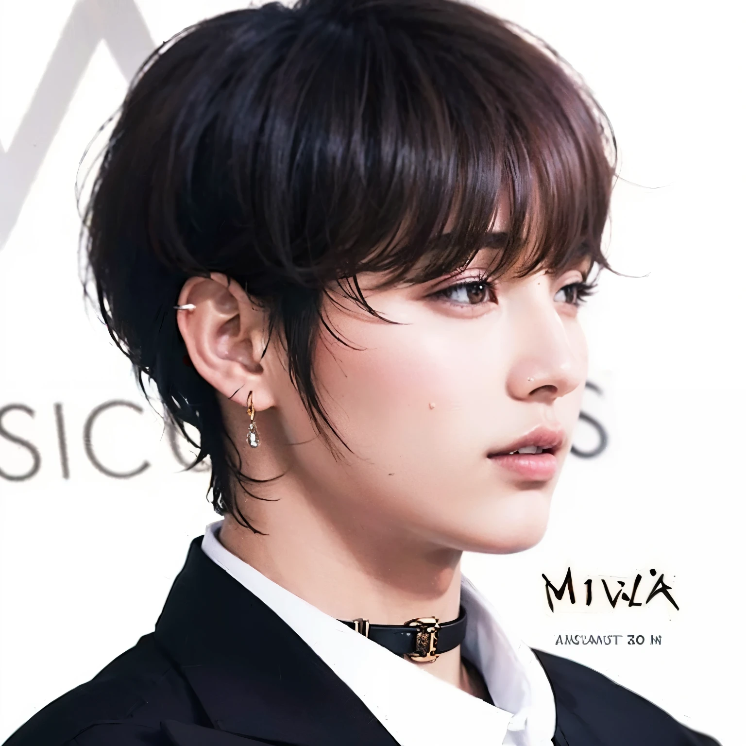 Imagen arafed de una mujer con cabello negro y camisa blanca., jungkook, cai xukun, retrato de jossi de blackpink, yoongi de pelo negro, jinyoung shin, ✏️🎨, Retrato realista kawaii, realistic anime art style, parque jimin, Kpop idol portrait, beautiful androgynous prince, [ arte digital ]!!, fotorrealista!!!!!!! Estilo de Arte