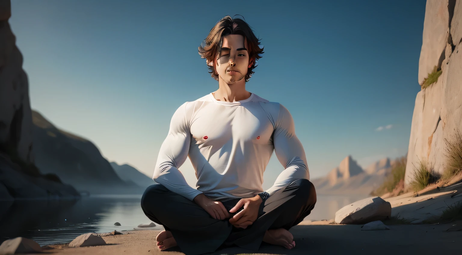 man meditating background is natural