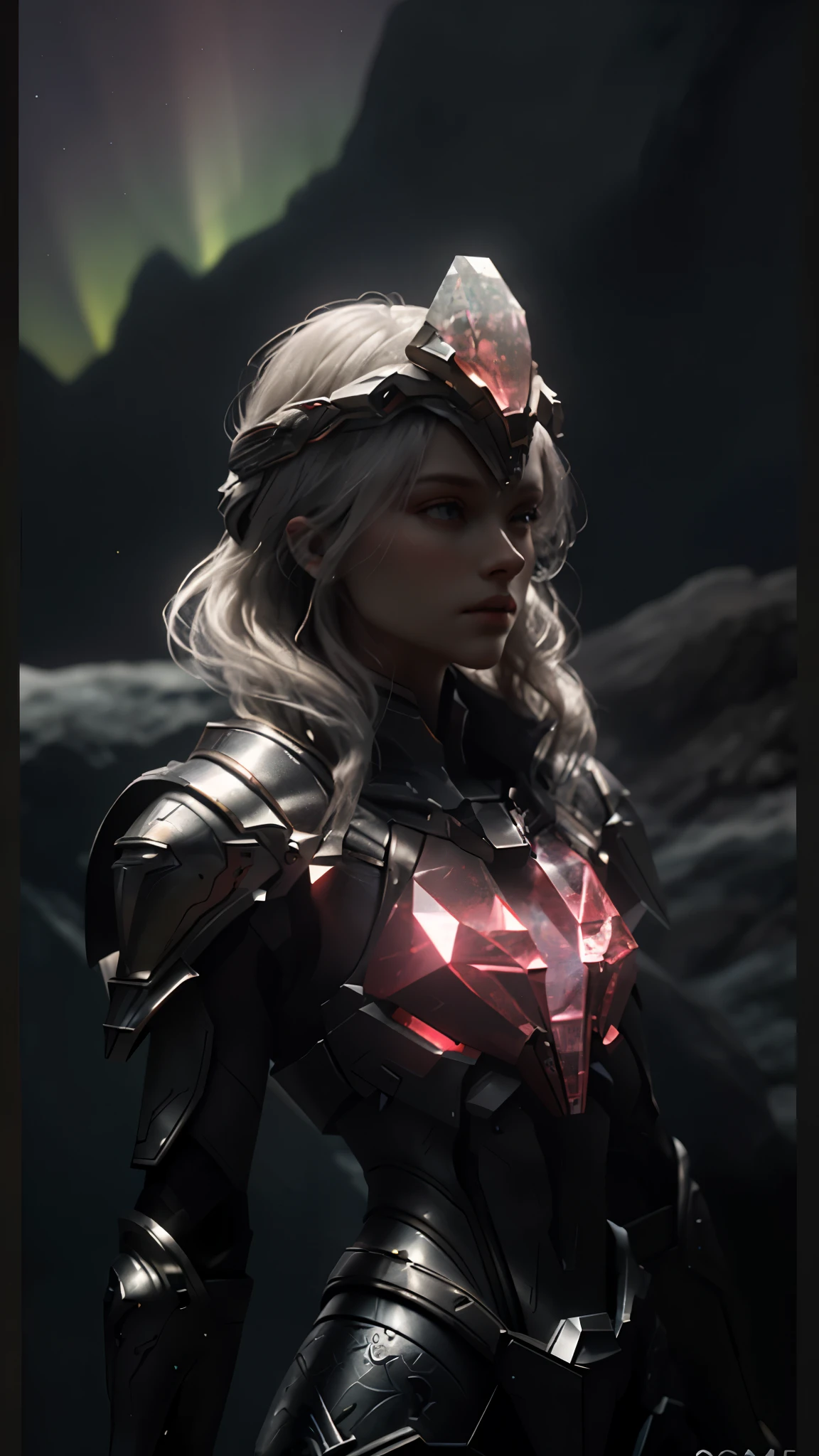 world style，Armor girl，Crystal material（3D rendered armor，refractive index：1.76 - 1.78，Albedo：0.03 - 0.05，ambient light：Between 20-50，color：deep red, Medium saturation，Type of light：ambient light：1.2，Light source color：Northern Lights，Light source intensity：between 1 - 2，Light source direction：Adjust the position and direction of the light source appropriately according to the shape and material of the object，Number of light sources：2 - 3 light sources
）Crystal exoskeleton，red cloak，beautiful female knight，detailed fantasy art，red crystal armor，（red crystal：15），（red 0.5），（crystal texture：1.5），smooth surface，high transparency，HD晰度，Texture and details inside the material，Piezoelectric effect，逆Piezoelectric effect，Optical diffraction，amazing armor，2.5D CGI fantasy artwork， 4K detail fantasy，high detail, Surrealism, Cubism, Constructivism, chiaroscuro, Ray tracing, backlight, Stereo view, light, UHD, retina, masterpiece, precise, anatomically correct, high resolution, best quality, textured skin, HD, 4k