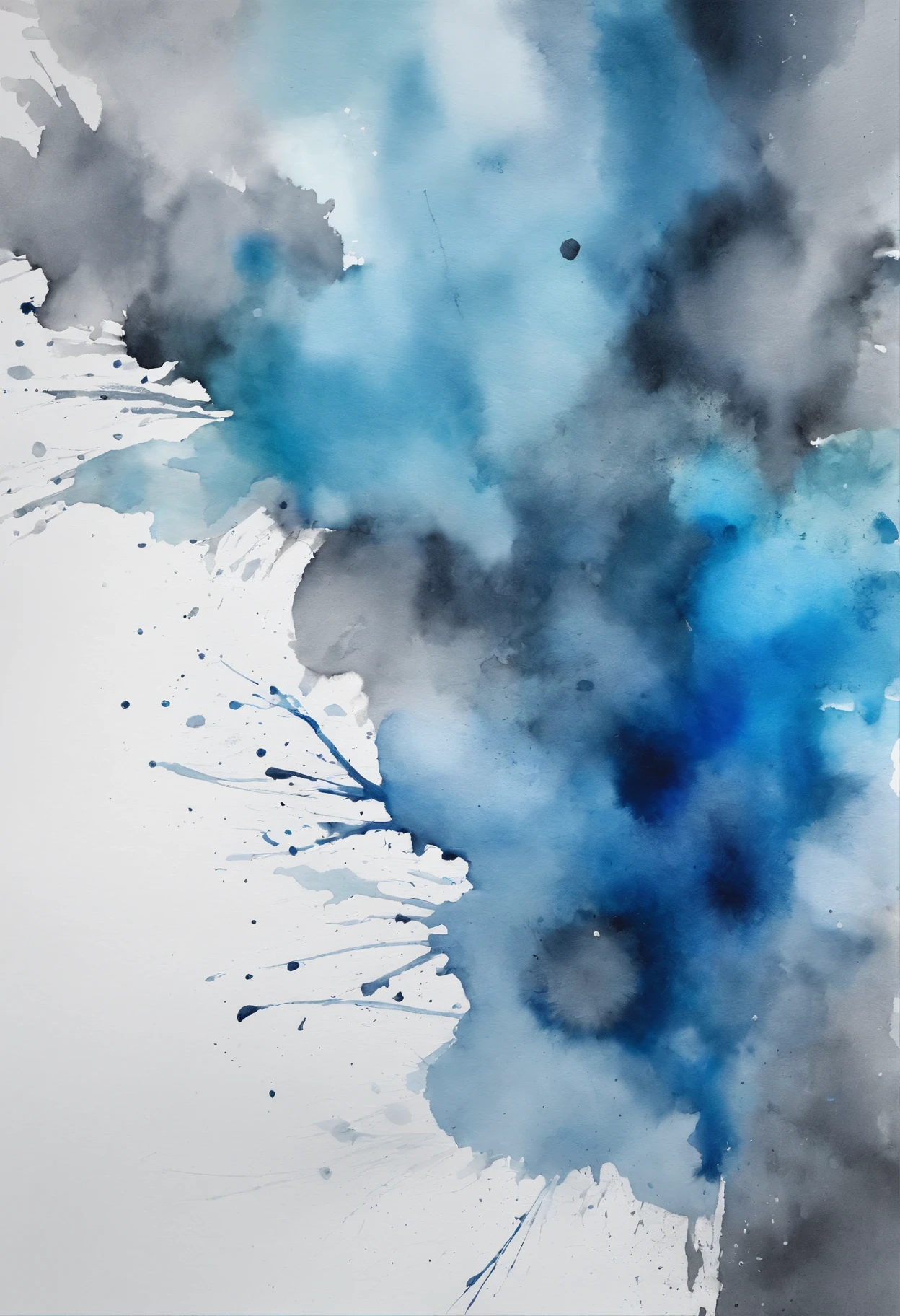 watercolor splash background grey and blue on a  canvas texture