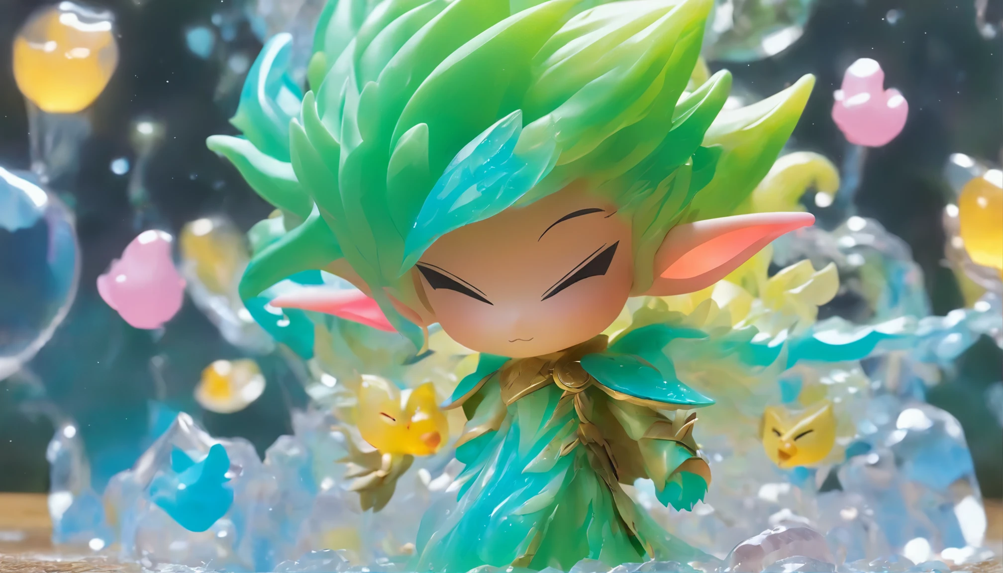 ((Blind box toy design concept drawing)),（（Transparent resin material））,(Natural spirit)，（short），（cute style），Exquisite details，best quality
