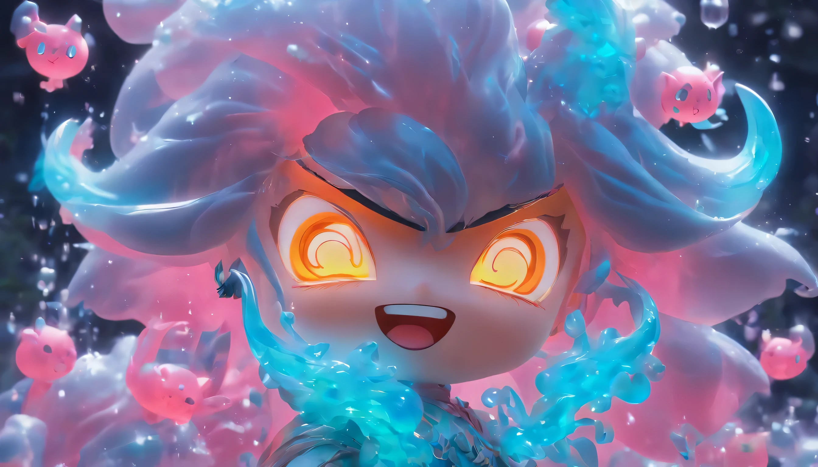 ((Blind box toy design concept drawing)),（（Transparent resin material））,(Natural spirit)，（short），（cute style），Exquisite details，best quality