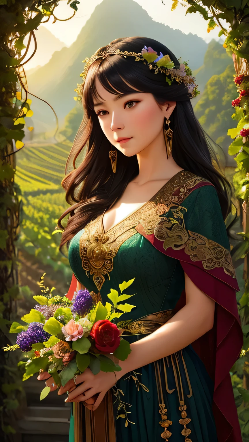 vine yards，The hills are covered with vines，intricate details,
 complex environment, Bristles, Lighting light,
Greg Rutkoski, right ventricular assist system, hummingbird, Xin Haicheng, Louis van Baarle, Ilya Kuvshinov, Rusty, Tom Bagshaw, Alphonse Mucha,
masterpiece, ultra high resolution, high quality,