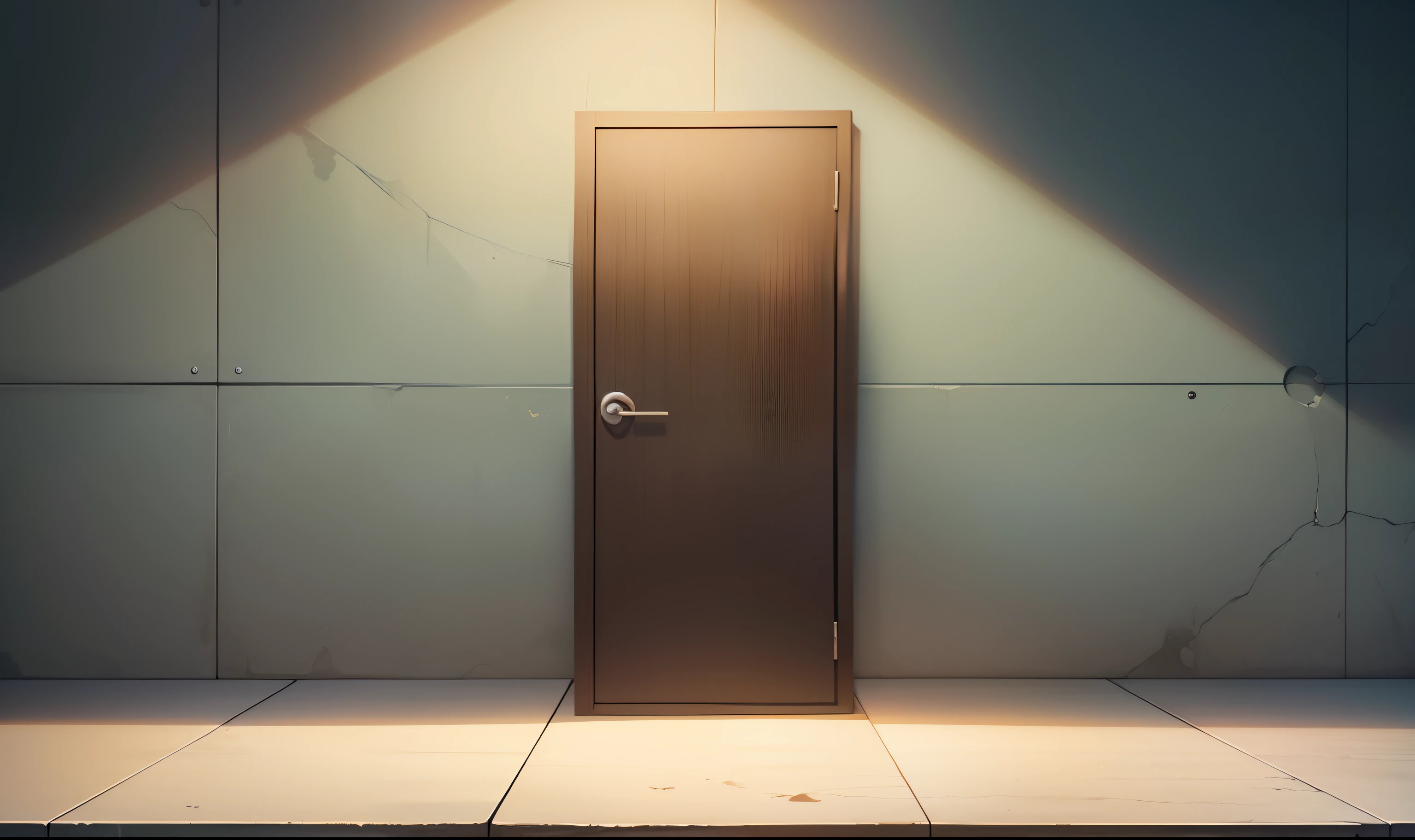 A gray iron door on a white wall