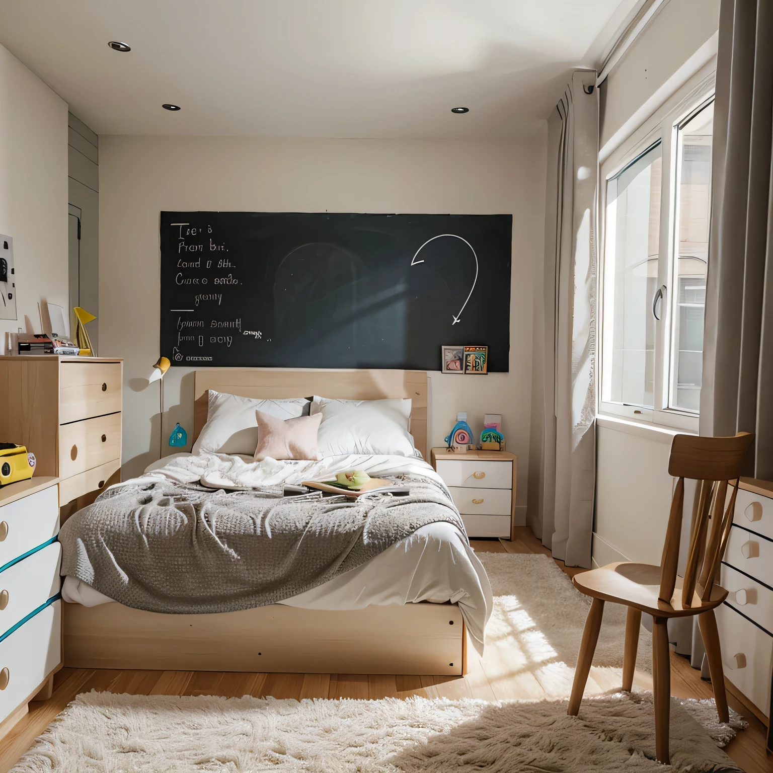 kids' bedroom set A fully decorated and inviting kids' bedroom set