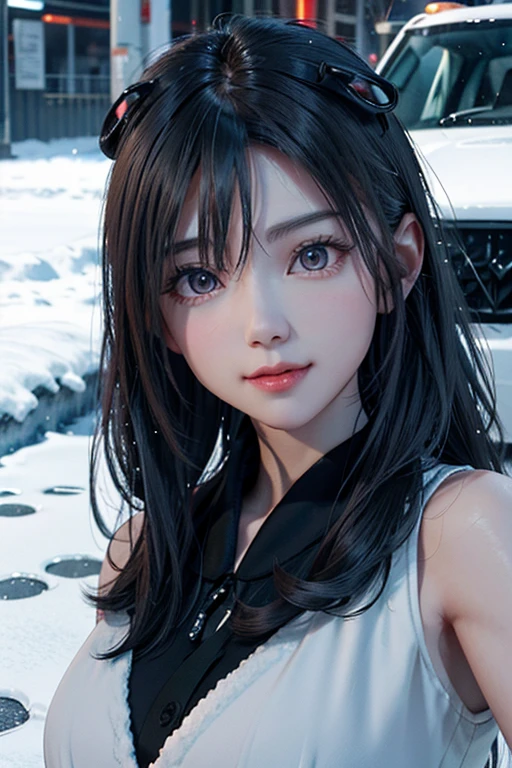 Animal panda；Snow；Fallen electric car，Slippery roads in snowy weather，The road is icy，HD，3D，cute
