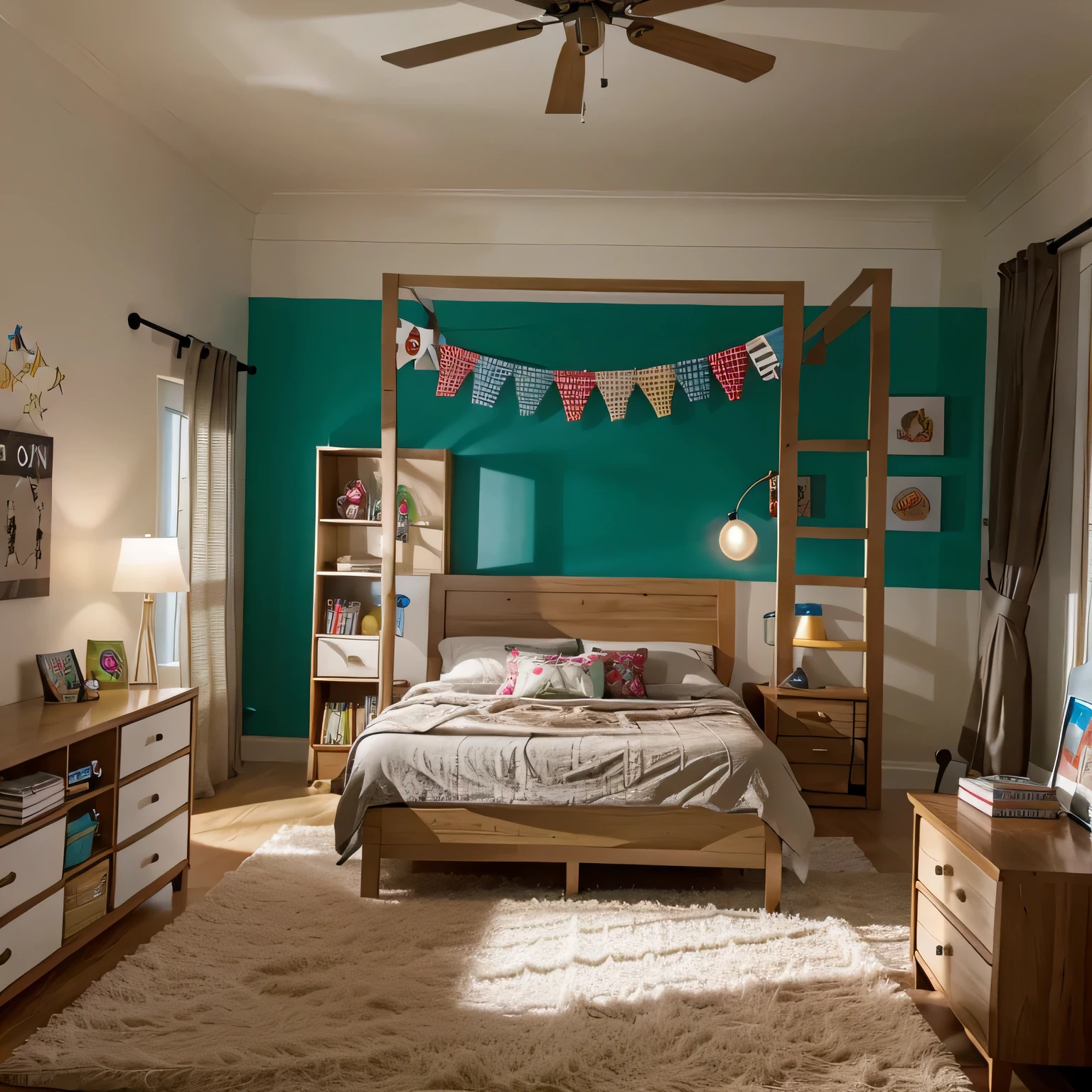 kids' bedroom set   A fully decorated and inviting kids' bedroom set