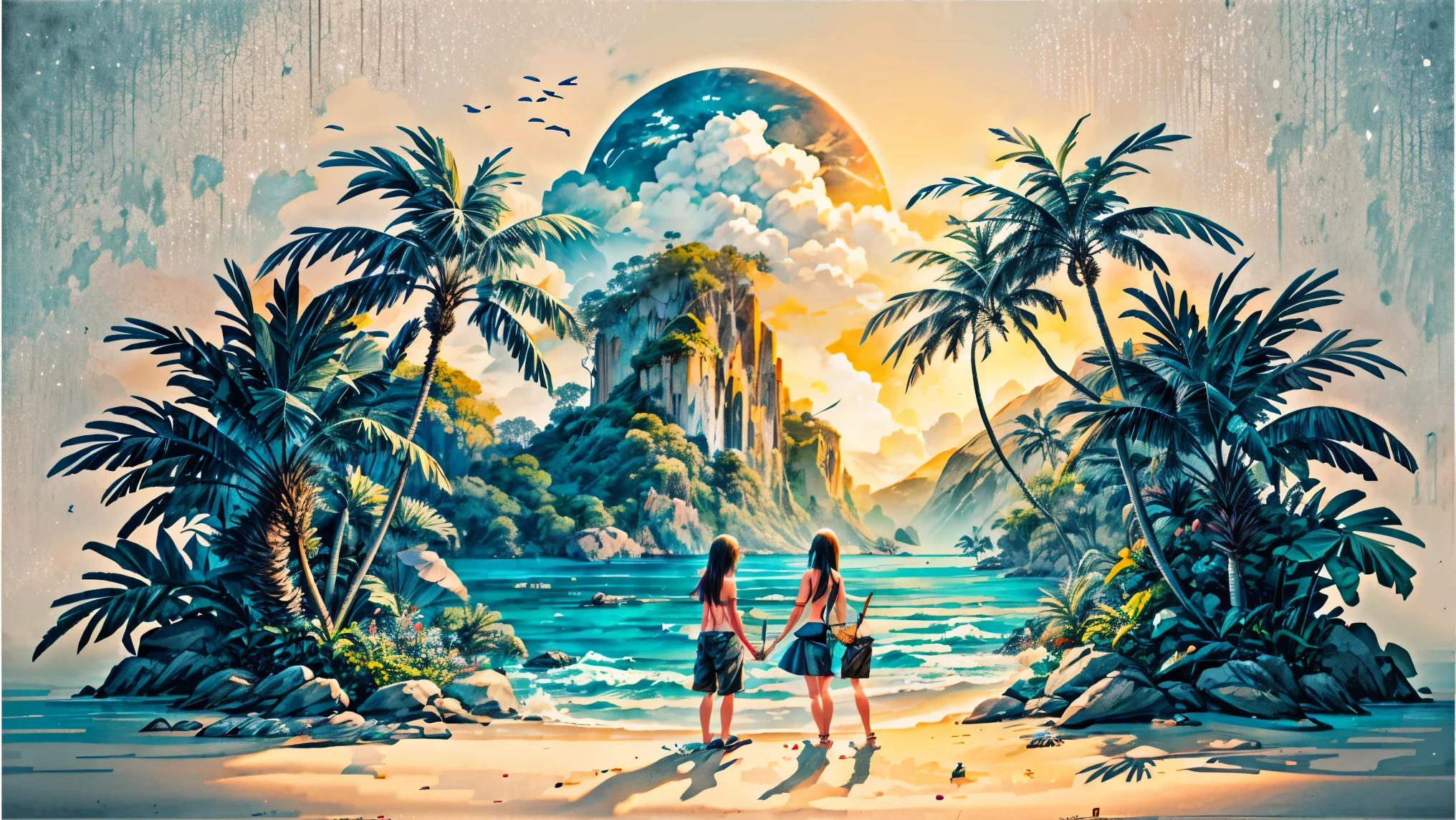 There is a view of a beach with palm trees and a body of water, tropical landscape, tropical beach paradise, tropical beach, on a tropical beach, beautiful tropical island beach, tropical location, beautiful breathtaking beach, beach and tropical vegetation, palm trees on the beach, tropical climate, atmosphere, tropical scenery, beach landscape, beautiful beach, tropical paradise