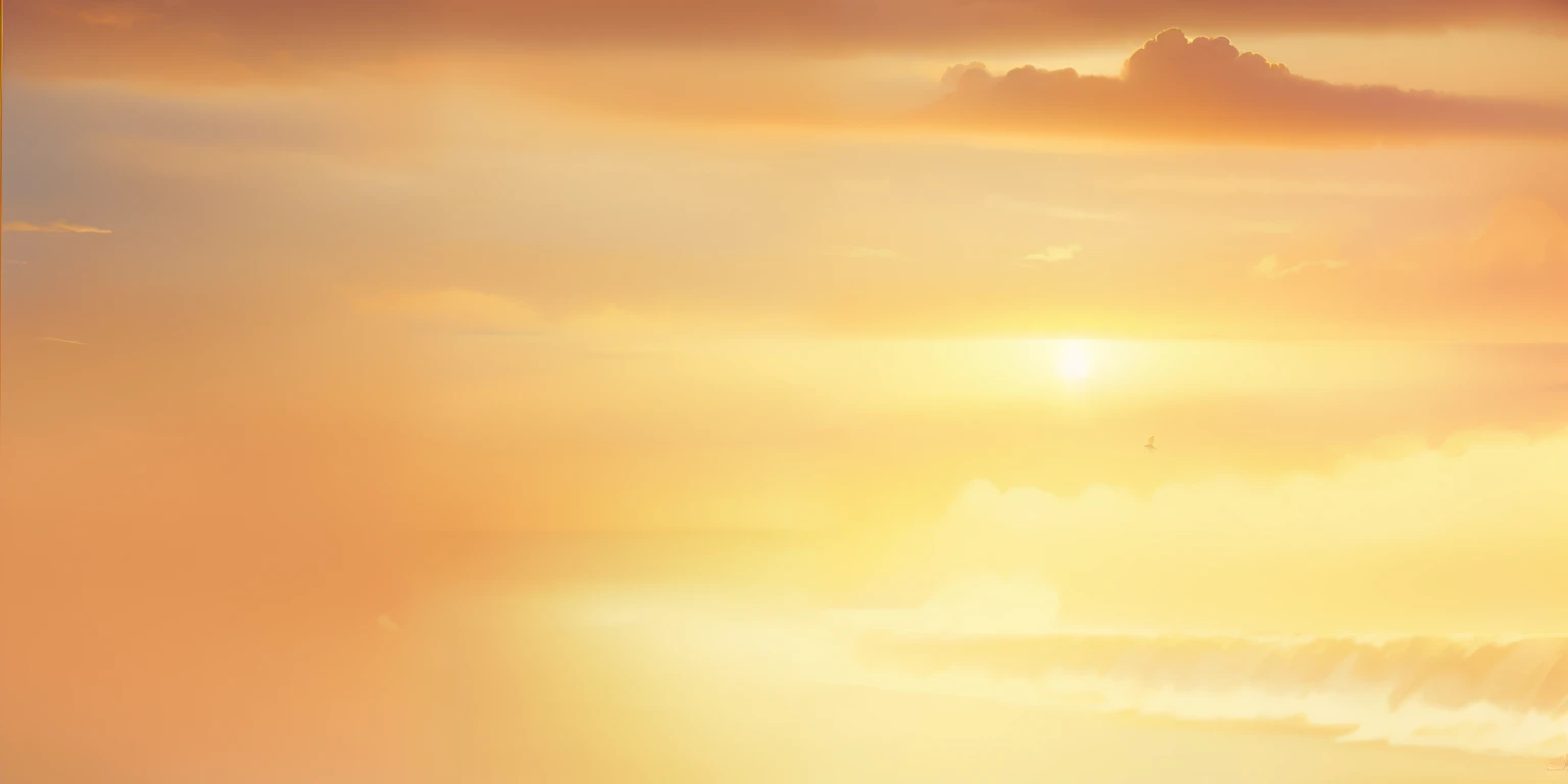sunset，There was a man riding a horse on the beach, golden hour background, in a golden sunset sky, luminous sky paradise background, dawn background, sunrise background, sunset background, soft golden light, golden cloud, paradise background, golden sunset, golden sky light, golden morning light, Background heavenly sky, background artwork, clear sky background, The background is heavenly