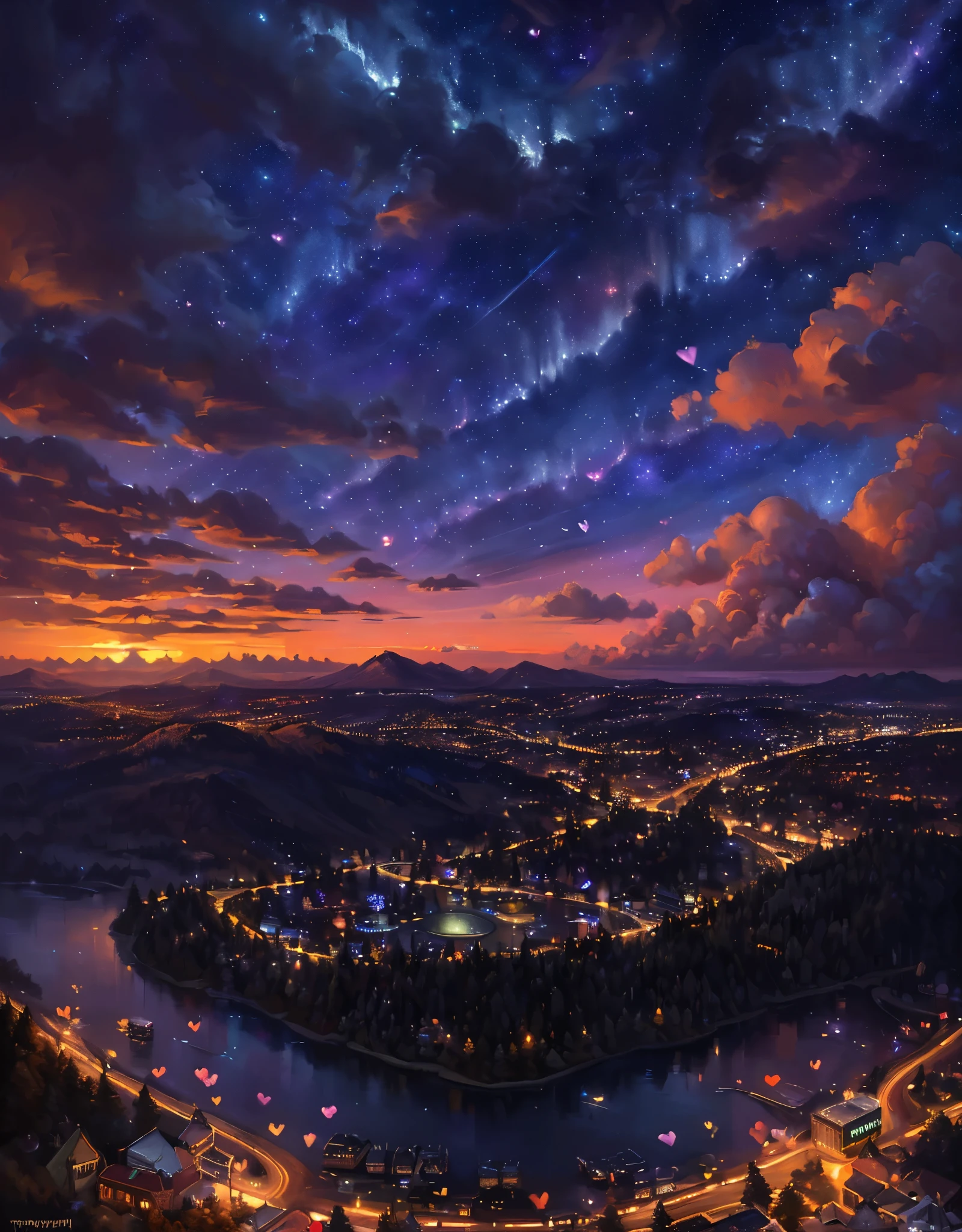 (absurd res), ((ultra high resolution)), (((masterpiece quality))), ((isometric view)), ((breathtaking painstakingly detailed background)), ((impressive lighting)), ((sunset clouds)), ((floating hearts)), ((sparkles)), confetti, sunlight, ⫷|⫸ foxovh, sligarthetiger, cumbread, gammainks, seibear, lollipopcon, dizzyknight, greasymojo, xpray, roly, honovy, taran fiddler, kenket, riendonut, Bayard Wu, Thomas Benjamin Kennington, Duase, ⫷|⫸ ((((((look how beautiful the sky is tonight.)))))), (a sky so damn beautiful it will make me cry:1.4),