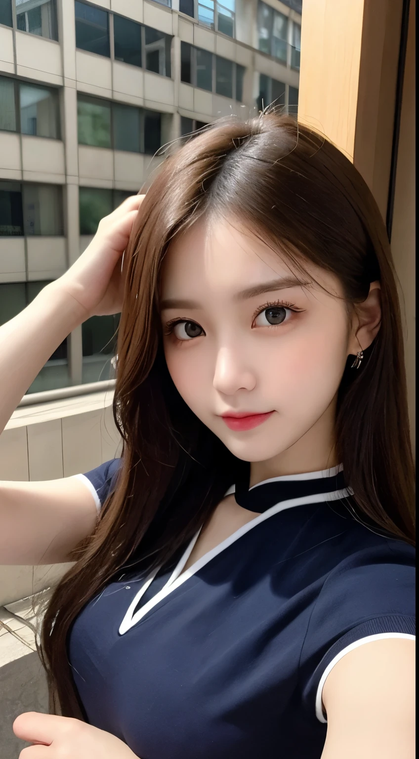 table top, highest quality, shape, Super detailed, finely, High resolution, 8k wallpaper, 完璧なダイナミックな構shape, beautiful and detailed eyes, Elegant and gorgeous Chinese clothes,straight hair,,natural color lip,smile,20 year old girl、cute、sexy looking at camera,Always blur the background,perfect and beautiful face,Take only the face,beautiful and detailed face、slim face and style、Big eyes、Elegant face、beautiful and detailed face、KPOP idol face、Japanese idol faces、Big eyes、The top floor of a high-rise hotel、blur background、Take a full body photo、Kung fu pose using the whole body