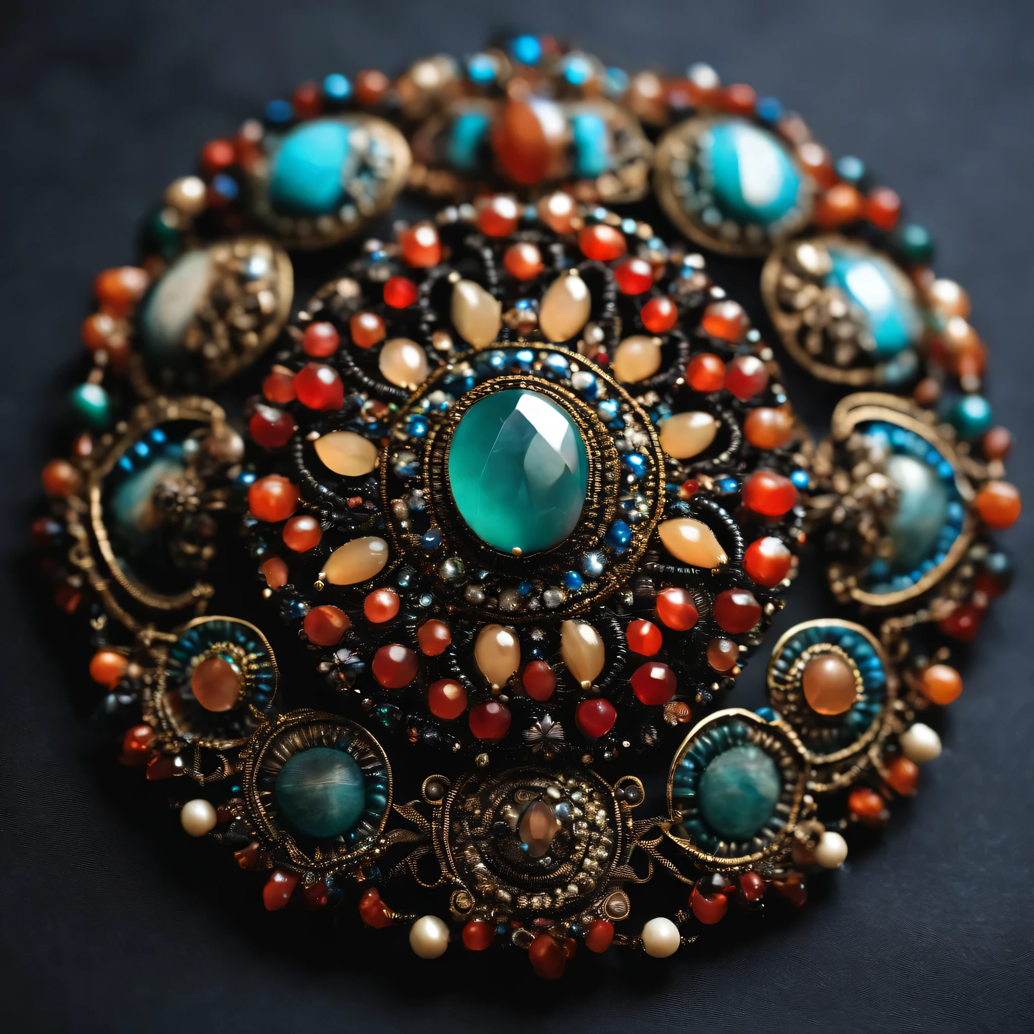 Beautifully arranged bead brooches, Seamless patterns, fantasy, Detailed workmanship