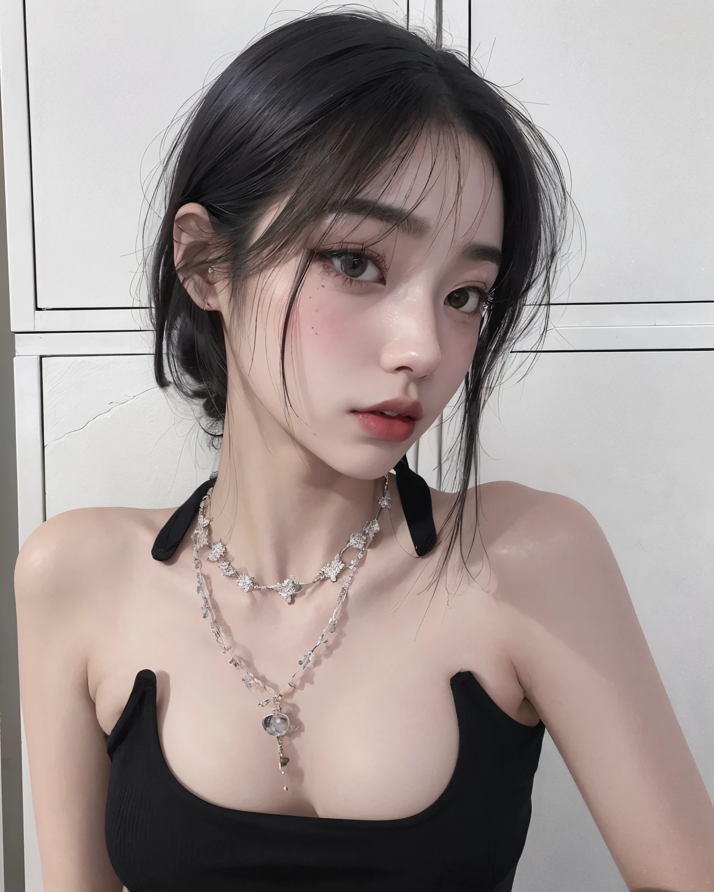 Mujer arafed con un top negro, un collar y una falda negra., cruel korean gothic girl, ulzzang, usando gargantilla, dilraba dilmurat, wenfei ye, xisionwu, pale gothic beauty, Lulu Chen, yanjun chengt, qifenglin, chengyou liu, 18 years, chen xintong, gargantilla en el cuello
