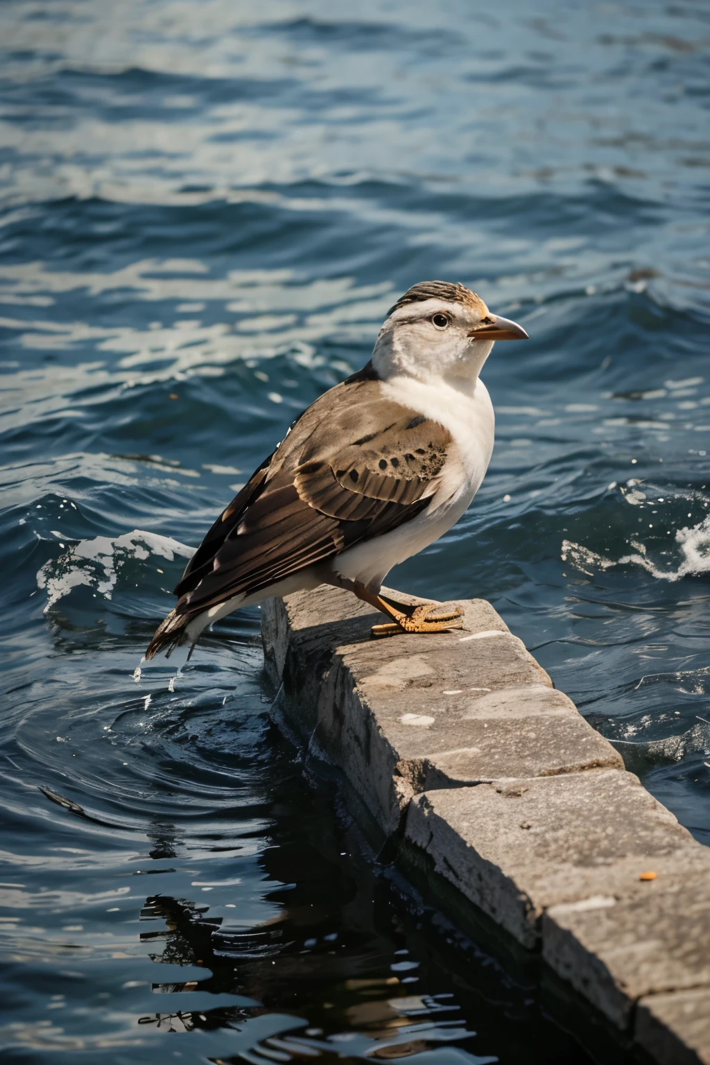 one bird eating water