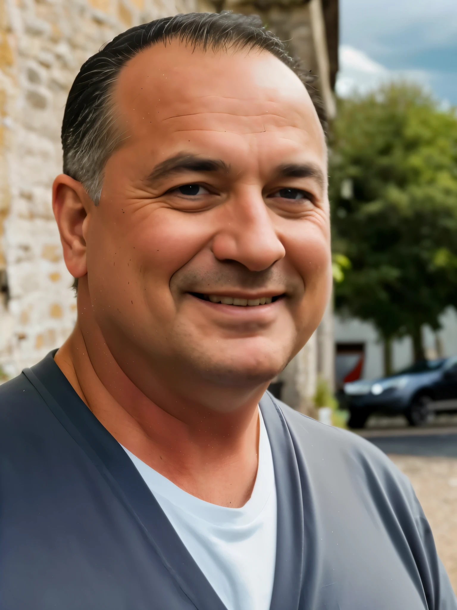 hombre sonriente con camisa gris parado frente a un edificio de piedra, Cedric Peyranavernay, Thierry Doizon, Vincent Maréchal, marc simonette, Jean-Pierre Ugarte, philippe dru, michael maurino, alain beneteau, aquiles mauzan, Paul Chadeisson, Gauthier LeBlanc, Thierry Rouzier, franco frazeta