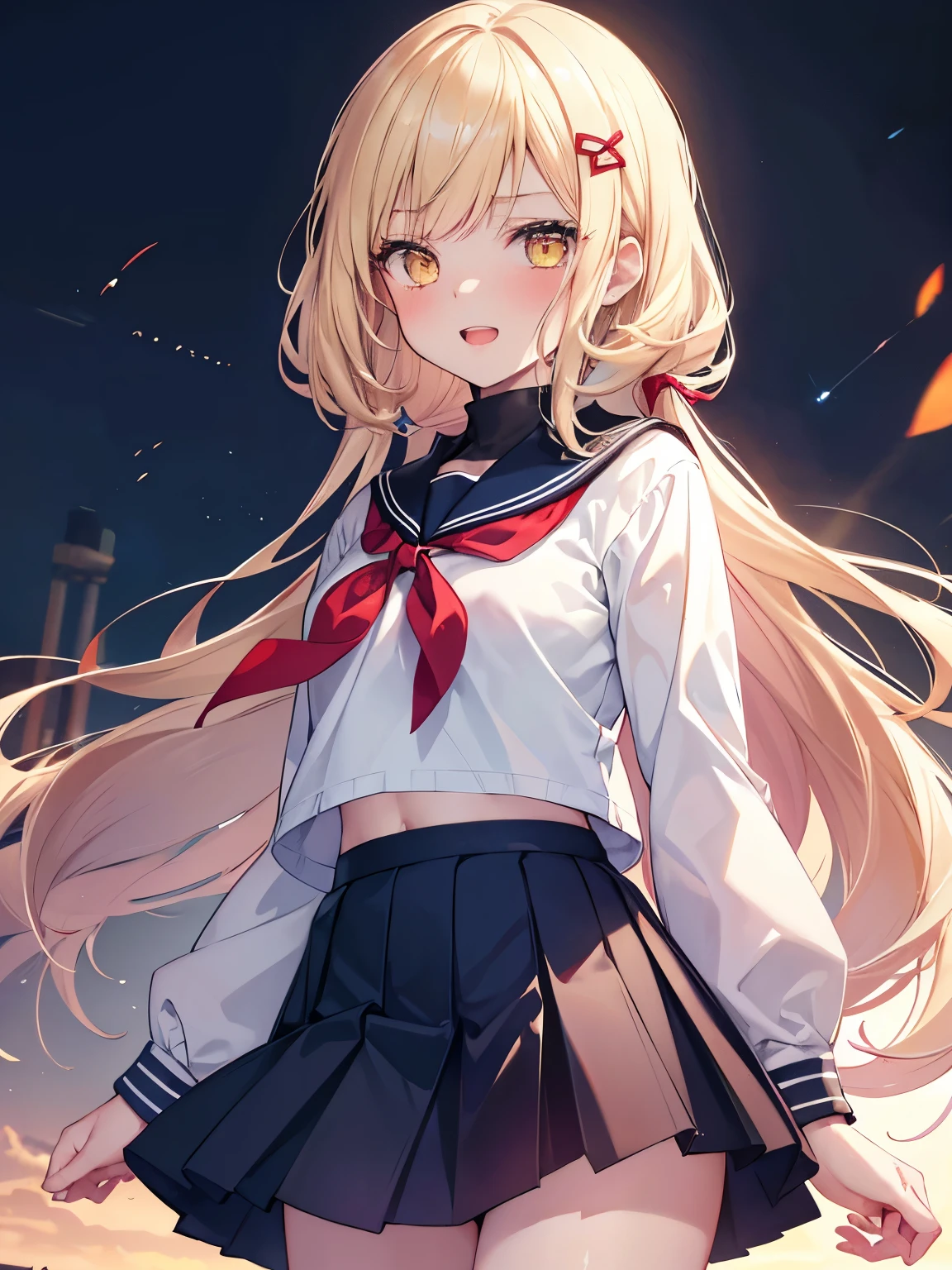 (masterpiece, best quality:1.2), 8k, official art, raw photo, absurdres, thin line, (sailor uniform, serafuku, upper body, thigh high socks, thighs:1.4), from below, beautiful girl, close up face, pretty face, school uniform, short sleeve, arch back, (navy pleated skirt:1.2), teen, street, looking at viewer, film grain, chromatic aberration, sharp focus, facelight, dynamic lighting, cinematic lighting, (extreme detailed, ultra detailed, finely detail:0.8), detailed eyes and face, (bokeh background:1.3), black thigh high socks