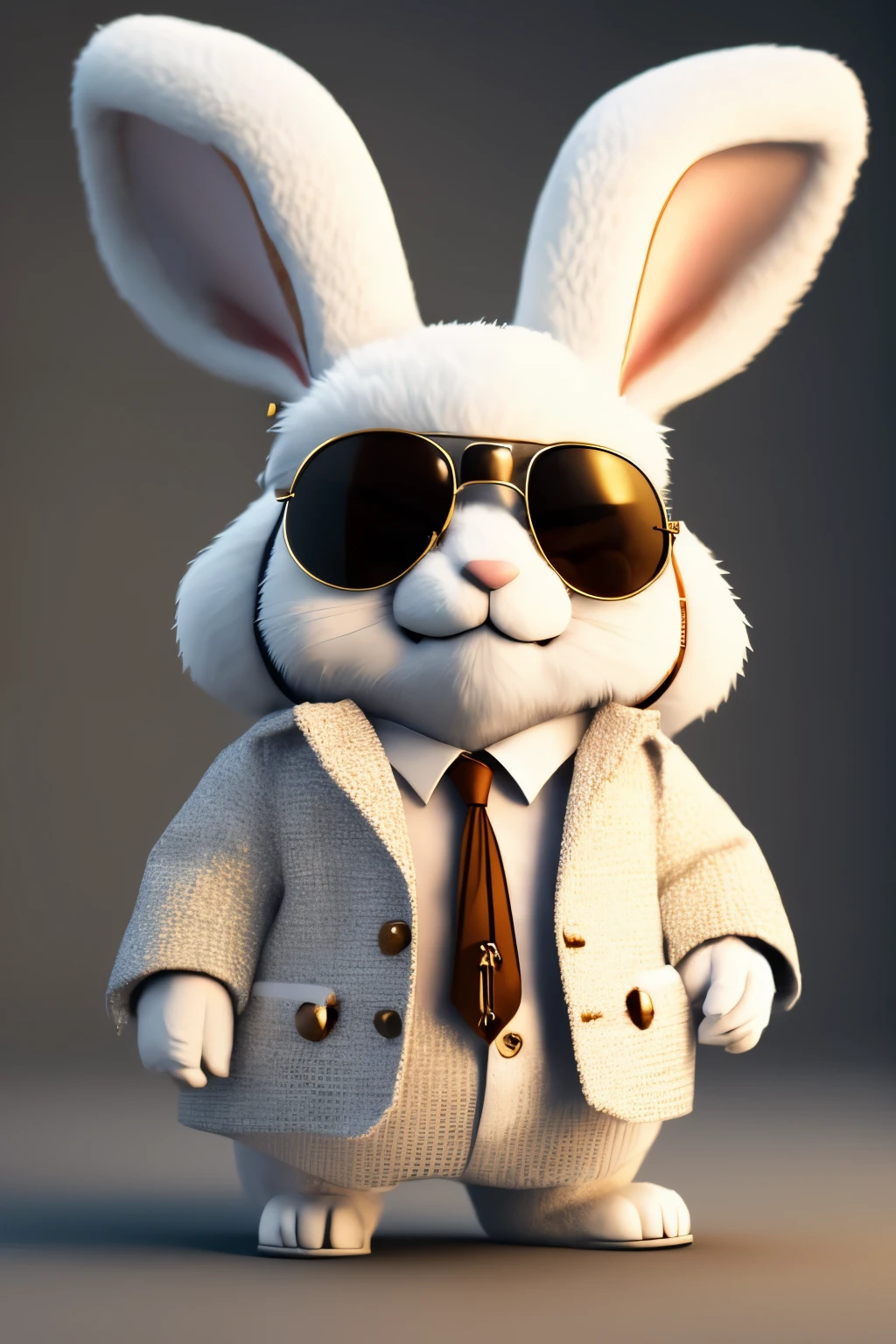 Close-up of rabbit wearing sunglasses and hat, an Anthropomorphic gangster rabbit, Anthropomorphic gangster rabbit, Rabbit King, MapleStory Rabbit, Steampunk rabbit, Profile picture 1024px, Rabbit with crown, mr beast, 8K CG 渲染,(white background)