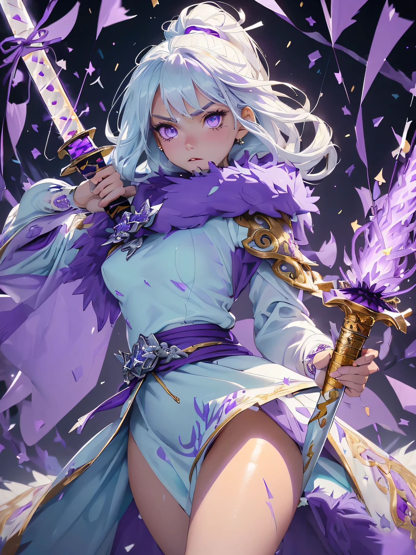nsfw:1.1, high resolution:1.7, incredibly absurdres, kawaii:1, cute:1.5, hires.fix, incredibly fine illustration,8k,masterpiece:1.2,best quality, high quality, exquisite, beautiful, insanely detailed, intricate detailed, extremely detailed, Super Definition, ultra high res, Super Resolution, best aesthetic, ultra detailed:1.5, best quality, perfect face, detailed face, masterpiece:1.2, illustration:1.2, 8k cg wallpaper, stunning art,absurdres,octane render,ultra hires,
(((aqua fur coat, aqua fur coat outfit, wearing a ice dress:1.3,aqua winter coat))), ((ice dress,elegant ice dress)),(white gloves,white clothes,(((intricate outfit,intricate clothes,embroidered outfit,ornate outfit,embroidered clothes,ornate clothes))),(dynamic pose:1.0),embarrassed,(centered,scale to fit dimensions,Rule of thirds),((snowy pine forest)),winter,1girl, (kunoichi:1.2), black hair,(wide eyes:1.4,big green eyes,enchanting bright eyes studded with gold and silver dust,wet crystal eyes),(finely detailed beautiful eyes),shinylips,lean body,waist slender,leg slender,ninja,,torn clothes,broken clothes,(((pussy))), kupaa,show off pussy,((spread pussy)),(embarrassed), (gauntlet:1.2), (greave:1.2), (gaiter:1.2), (purple flame:1.5), (purple fire:1.5), (holding purple flame sword:1.5), (holding white energy sword:1.3), (black flame katana:1.3), (swing a white flame sword:1.3),
battle,fight,(action pose: 1.4),(vengeful spirit come's attack), (vs vengeful spirit),(purple confetti:1.5),(cave),tentacles,dungeon,(dutch angle)