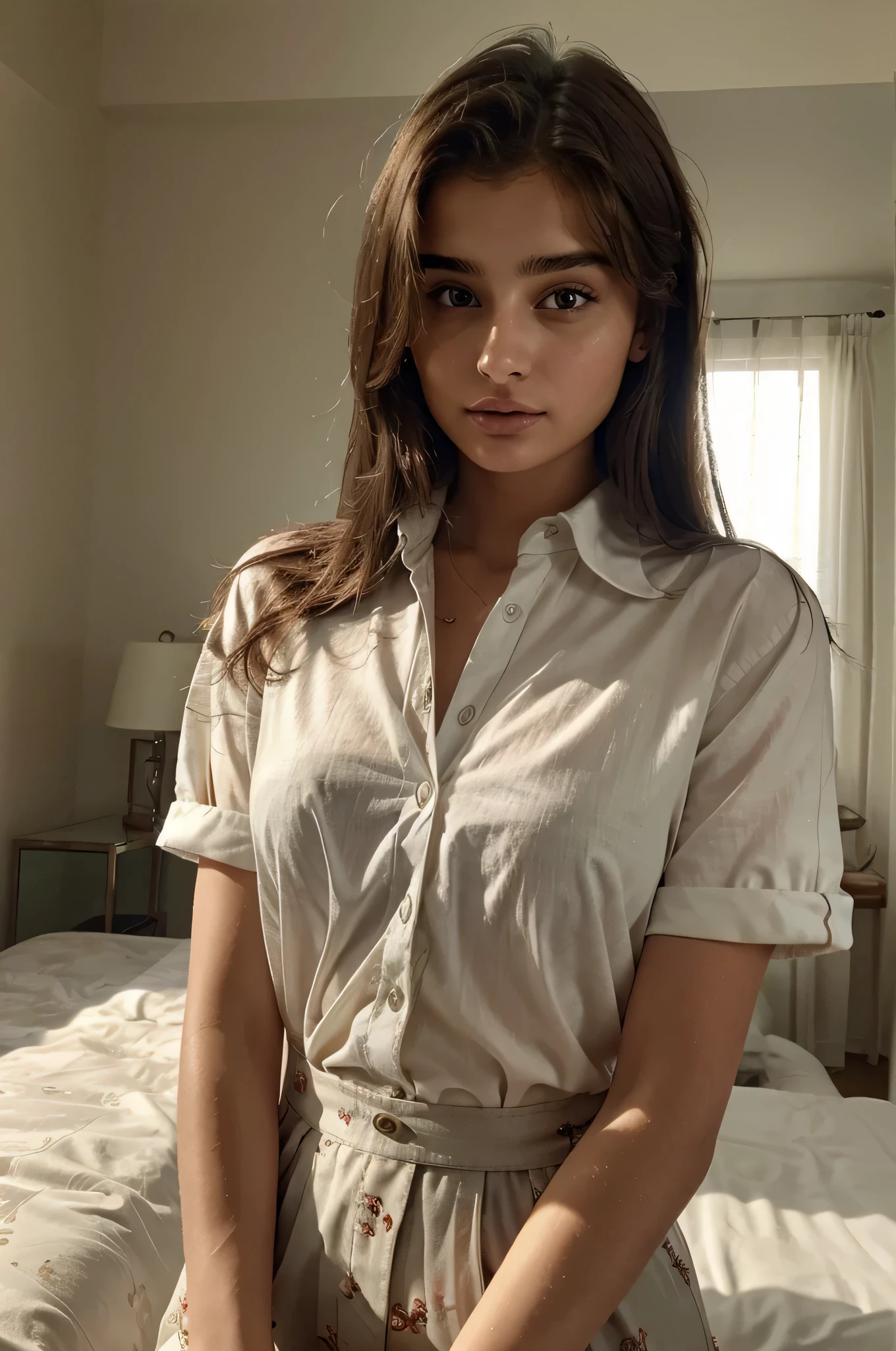 a perfectly well-lit lifestyle photograph of taylor hill lookalike, wearing stylish gucci shirt, ash color hair, clear faces, masterpiece, high quality, shot on iphone, posted on instagram,