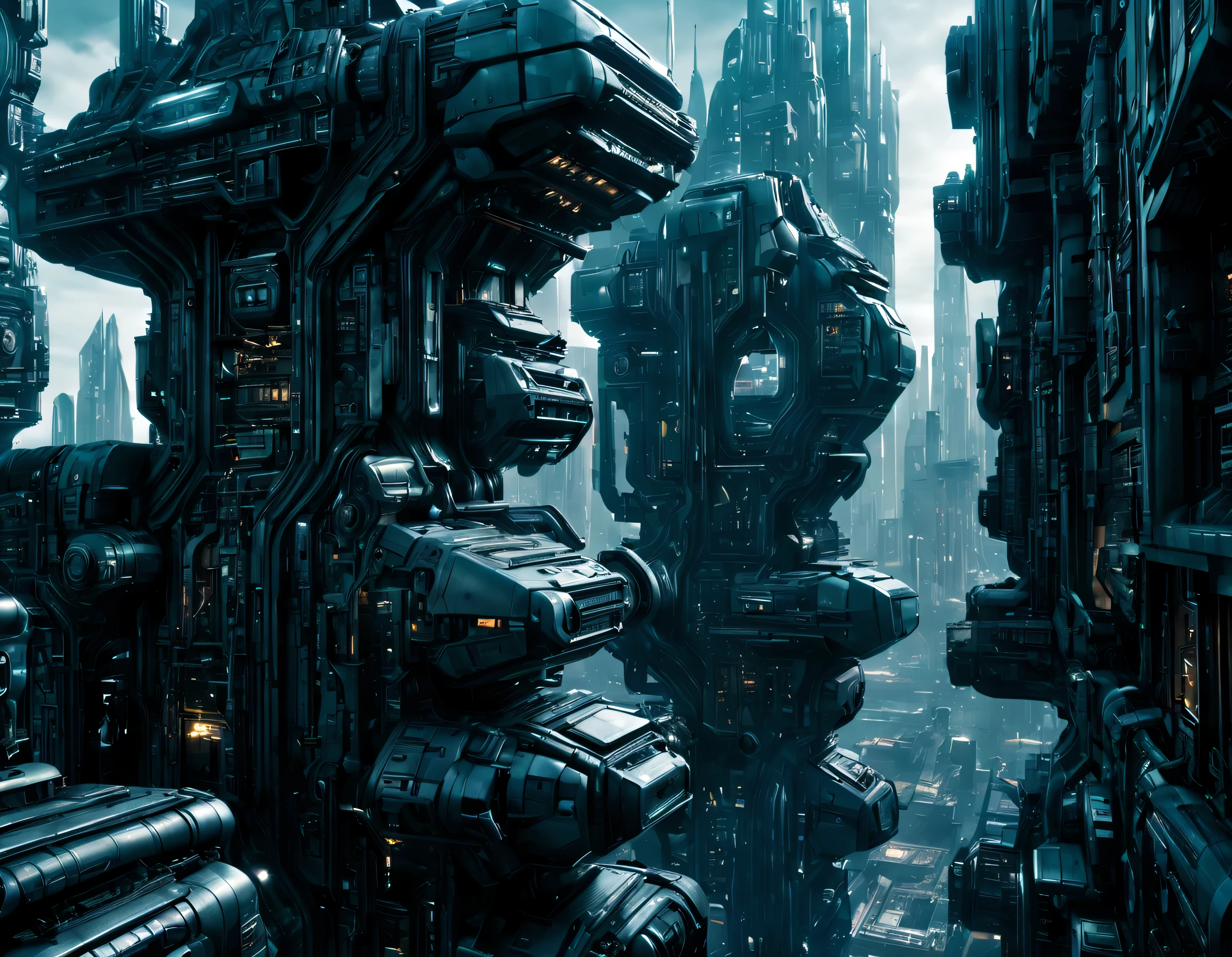 street of an extraterrestrial alien megalopolis with futuristic and technological architecture in its metal and glass conglomerado de buildings, some aliens walking around, ventanas iluminadas, all full of imagination, science fiction and (intrincados detalles de la maquina).imagen fotorrealista, Maximum sharpness, calidad 8k.(obra maestra de calidad superior). 3D. cyberpunk, century XXV technolo