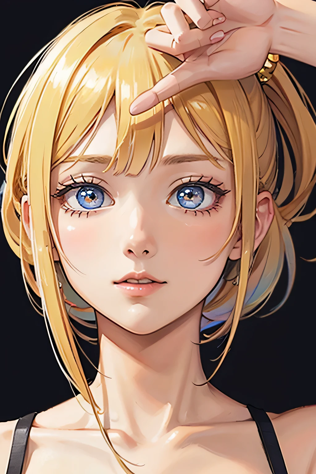 blonde、girl、close up of face