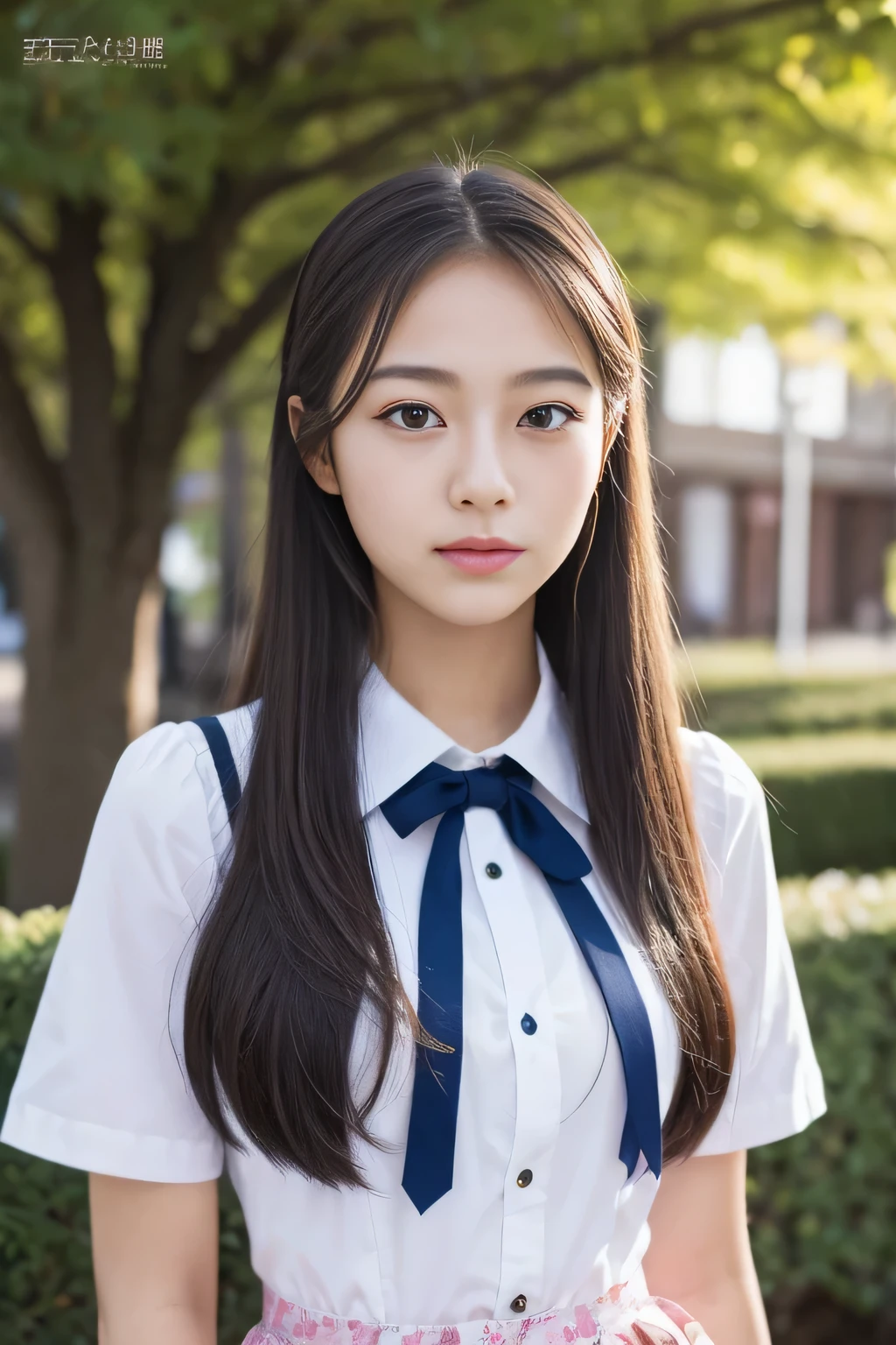 beautiful high school girl、Beautiful woman、japanese easter pieces:1.6,(masterpiece、16K high resolution),A fascinating body that looks like it&#39;s going to explode、School、 school uniform、double eyelid、Clear black eyes、