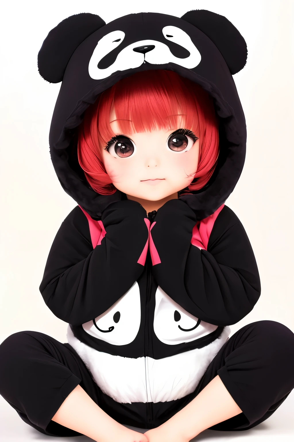 anime、Chibi girl wearing a panda costume、cute pose