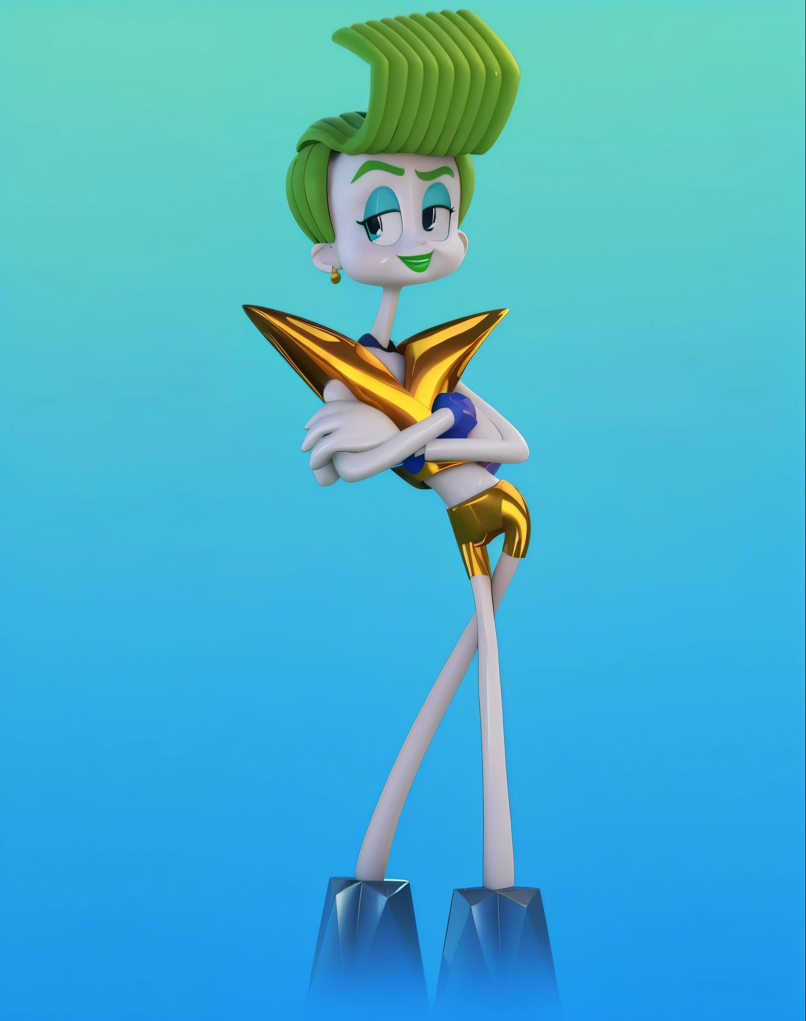 Close-up of cartoon character, holding a golden object, pixie character, character posing, antasia character, animated character, 3D character, 3D character, combined character, cartoon character, stylized character, jet planes, cartoon key frame rendering, Stylized 3D, the jet planes, Octane render, iconic character with high detail, full size single character