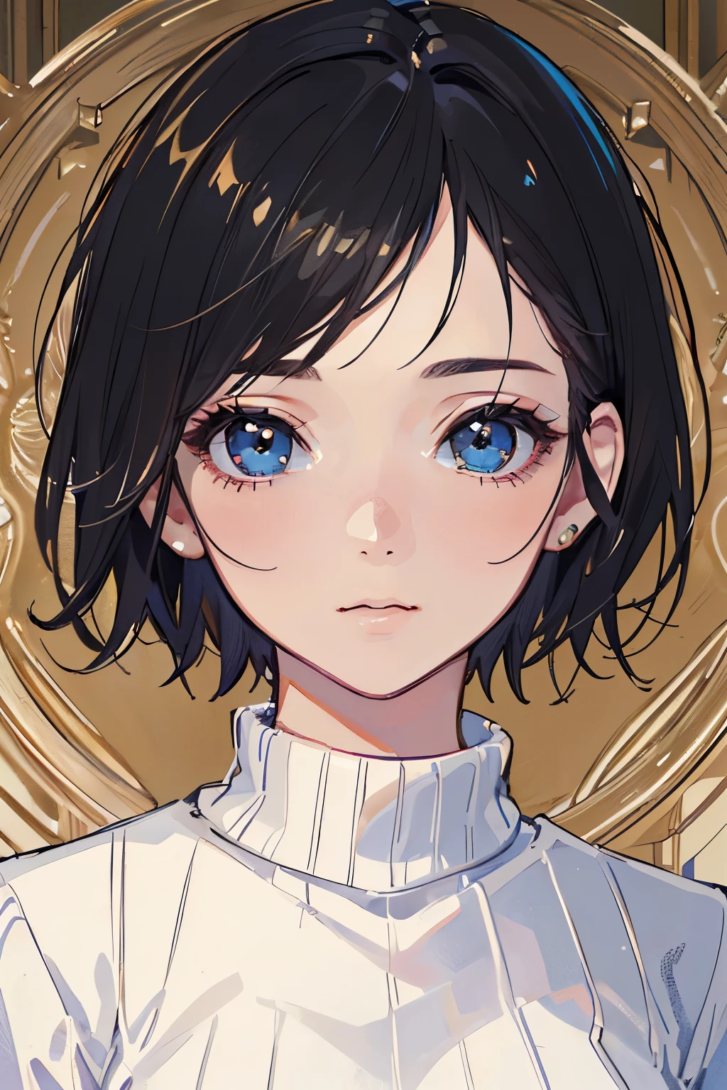 (masterpiece:1.3), (8k, realistic, RAW photo, highest quality: 1.4), (1 girl), beautiful face, (realistic face), (black hair, short hair:1.3), beautiful hairstyle, realistic eyes, detailed and beautiful eyes, (realistic skin), beautiful skin, (sweater), disorganized, Charm, ultra high resolution, surreal, very detailed, golden ratio