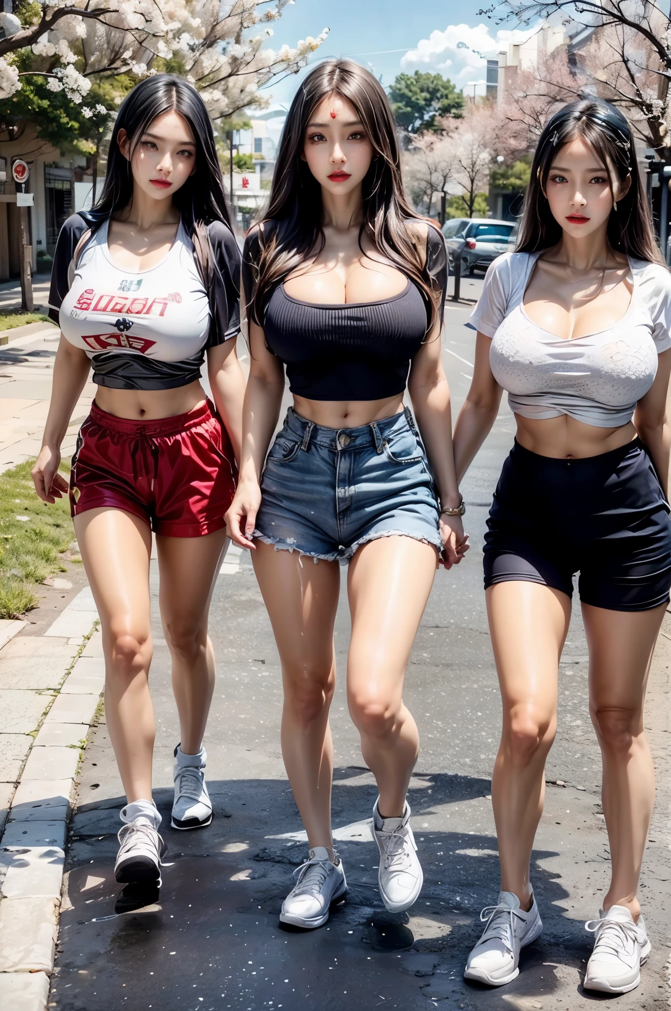 (best quality, 8k, highres, photorealistic:2.0), (two, two girls:2.0),(two girls are very good friends:2.0),(lighting:front),(lighting: strong),(Photographed in the downtown area:2.0),(two girls american beauty:2.0),(two girls is very toned body:2.0),(shiny skin:1.5),(oily skin:1.5),(platinum blonde hair color:1.5),(Two extremely beautiful women),(Two ultimate elegant ladies:1.3),(two cool beauty women:1.7),(The two walk side by side:1.5),(the two are cuddling:1.5),(They both have very big breasts:1.7),(Wearing Very tiny panties:1.7),(wearing T-front panties:1.7),(high leg panties:1.7),(sexy lingerie:1.5),((jacket zip full open)),(navel is visible),(abdomen is visible),(waist is visible),Blush brown makeup , dark eye makeup ,pink lipstick,(big beady eyes girl:1.7),(intense sex appeal:1.5),(expensive necklace),(I derive pleasure from being naked outdoors.),(two girls is forced to walk outdoors in her underwear),(two girls has a sadistic personality:1.5),(tremendous sex appeal:1.5),,(Two very wealthy elite women),(protruding pubic hair:1.4),(pussy is covered in pubic hair:1.3),(Pervert play where you can enjoy exposure outdoors:1.5),(two girls has a strong sexual desire),(sexually perverted woman),(two girls body is excited),(Unable to contain sexual excitement:1.3),(she reaches an amazing orgasm:1.7),(Women's flirting:2.0),(hard erect nipples:1.8)