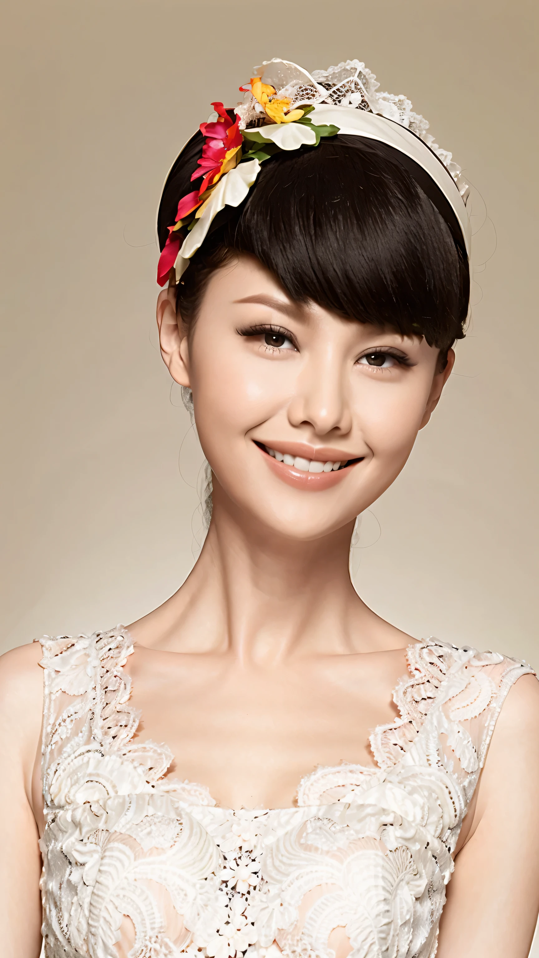 fashion model 20 years old [[[[close up]]]], [[[[neck]]]], [[[[Shoulder]]]], perfect eyes, perfect iris，perfect lips，perfect teeth，Perfect skin，White skin，Soft headlight，High Density Imaging Review，long black hair，（Face is clear and delicate），((white lace underwear))，((Sexy))，(((charming smile)))，((Half body photo))，((The background is the bedroom))，((Deluxe king bed))，best quality，masterpiece，（pastel colors：1.2）