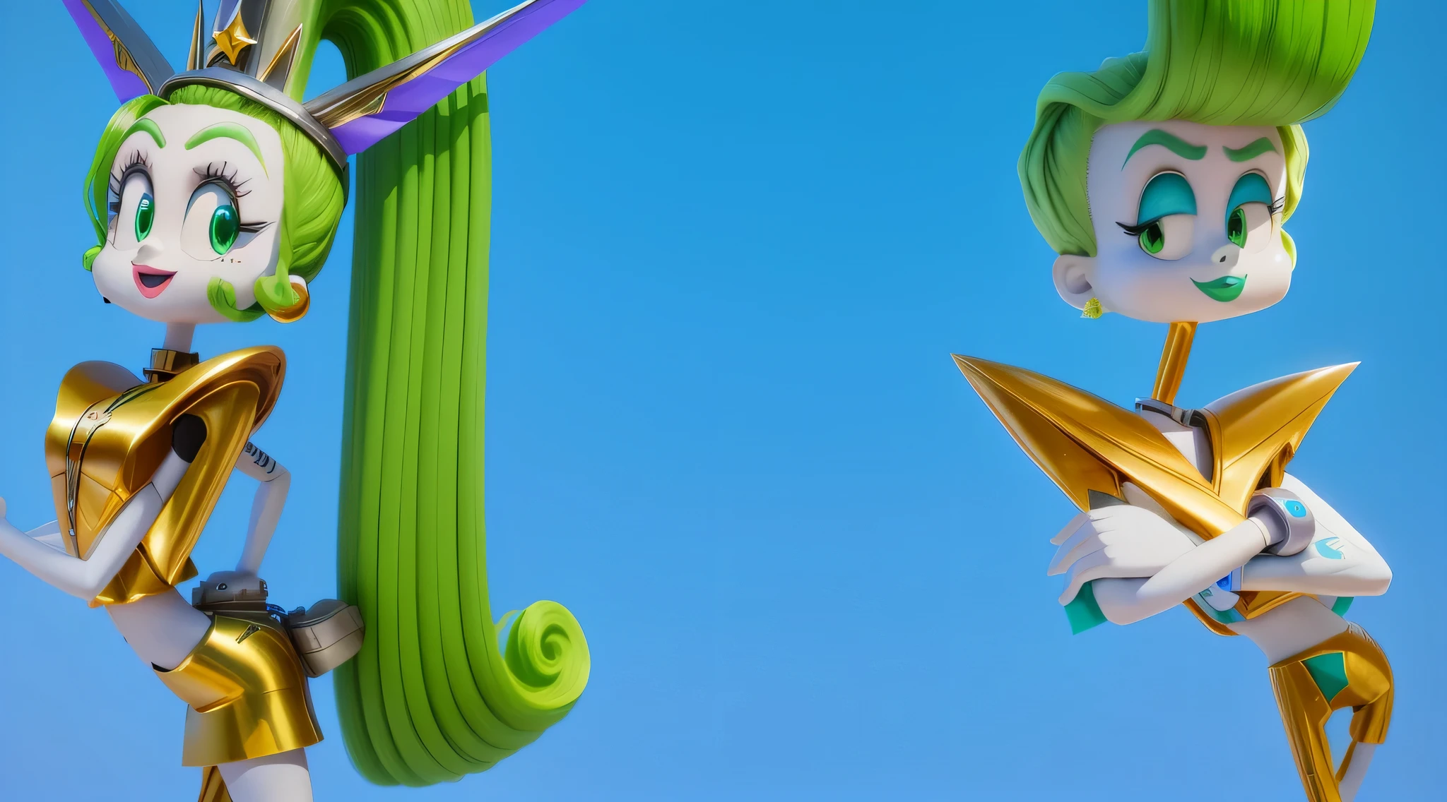 cartoon character of woman with green hair and gold star, advertising art, Sony Pictures Анимация, Official artwork, key art, Animated film, Official art, banner, 2d art, 2nd art, iconic character with high detail, Close-up photography, art in the style of Joshi Sly, commercial banner, 3D Animated film, HD works