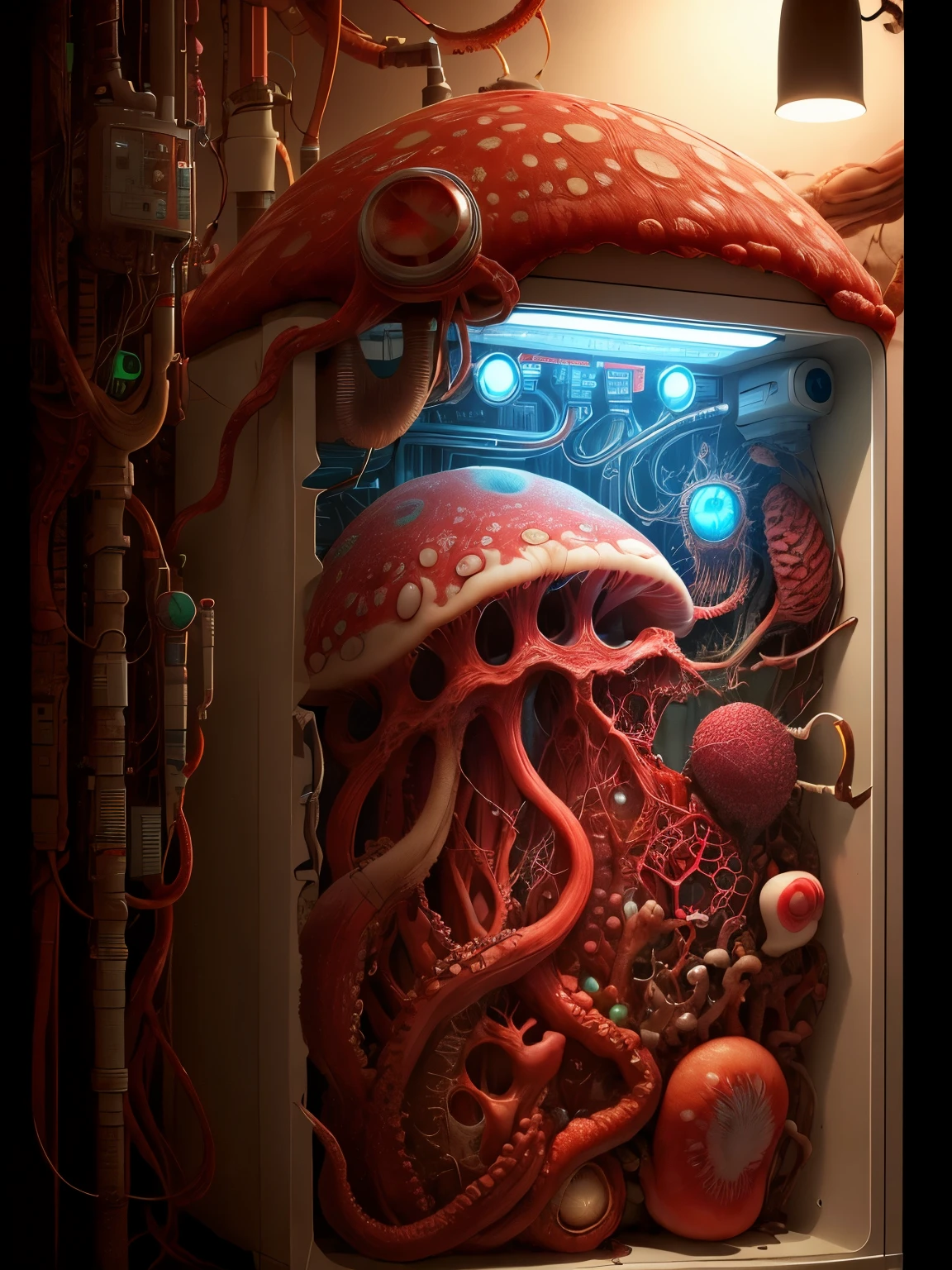 Anatomical techniques, Blood vessel, refrigerator, octopus, compound eye, circuit board, mushroom