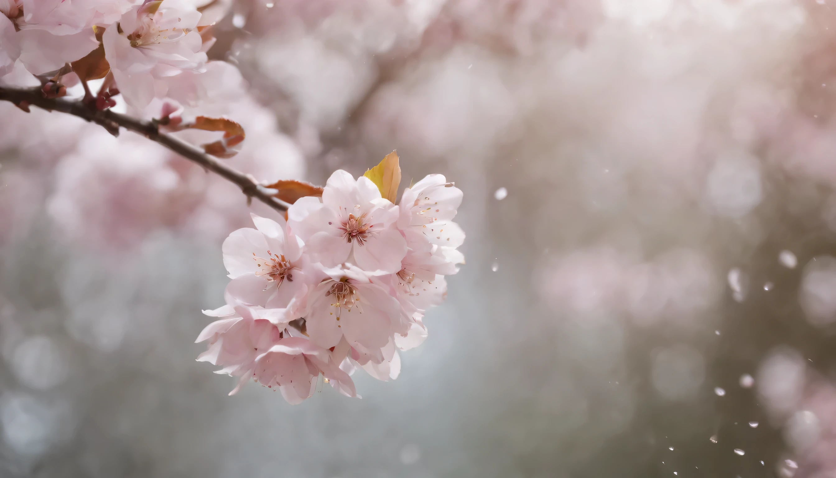 (Highly detailed CG Unity 8k wallpaper、masterpiece、highest quality、Super detailed)、(best lighting、best shadow、very delicate and beautiful)、highest quality、8k、Detailed facial depiction、masterpiece、highest quality、clear image quality、
Photo of cherry blossom petals wet in the rain。