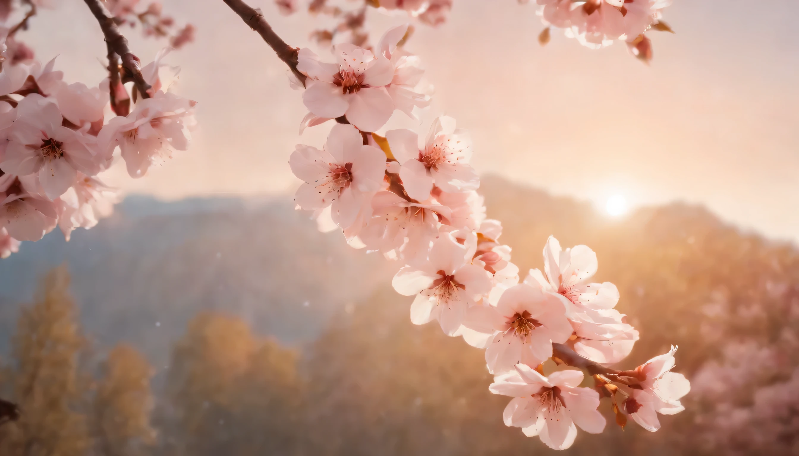 (Highly detailed CG Unity 8k wallpaper、masterpiece、highest quality、Super detailed)、(best lighting、best shadow、very delicate and beautiful)、highest quality、8k、Detailed facial depiction、masterpiece、highest quality、clear image quality、
A photo that shows the contrast between the cherry blossom trees and the sunset。