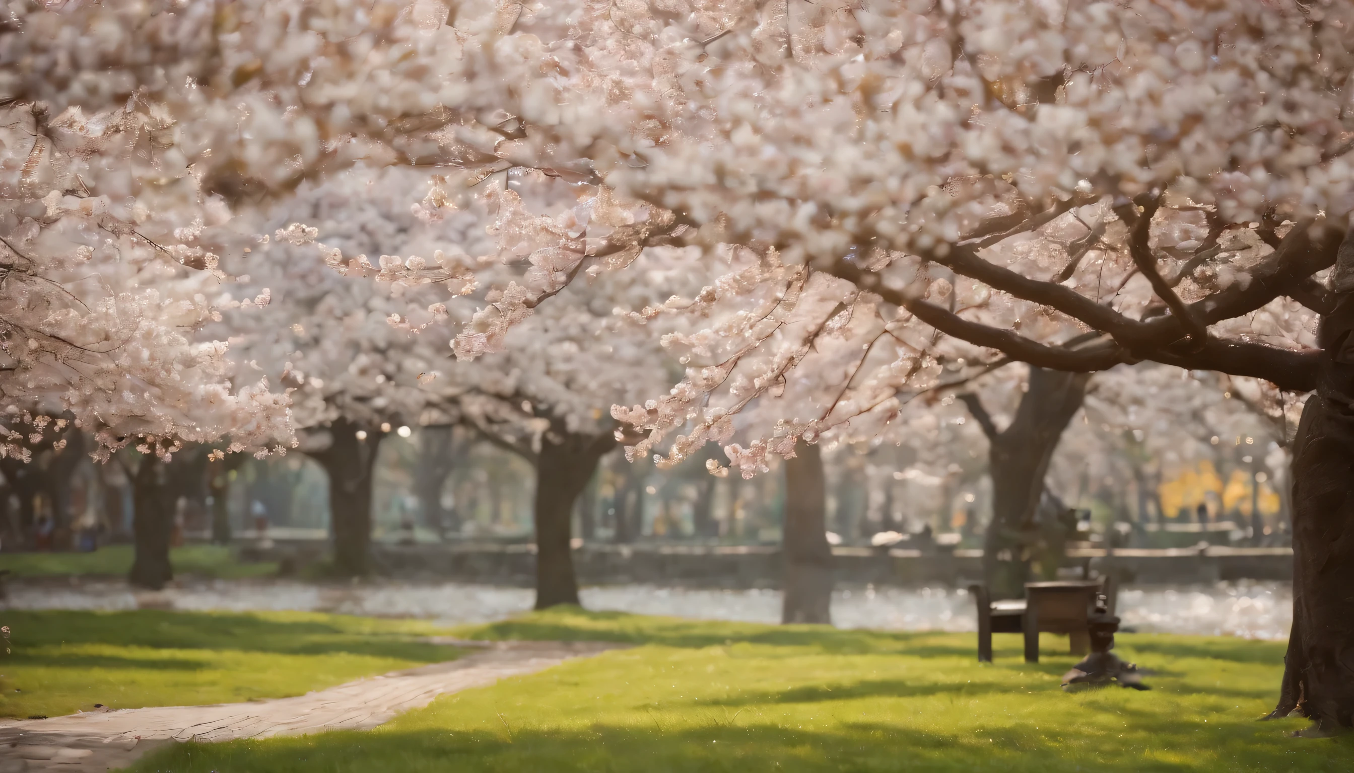 (Highly detailed CG Unity 8k wallpaper、masterpiece、highest quality、Super detailed)、(best lighting、best shadow、very delicate and beautiful)、highest quality、8k、Detailed facial depiction、masterpiece、highest quality、clear image quality、
Photos of cherry blossoms decorating the cityscape。