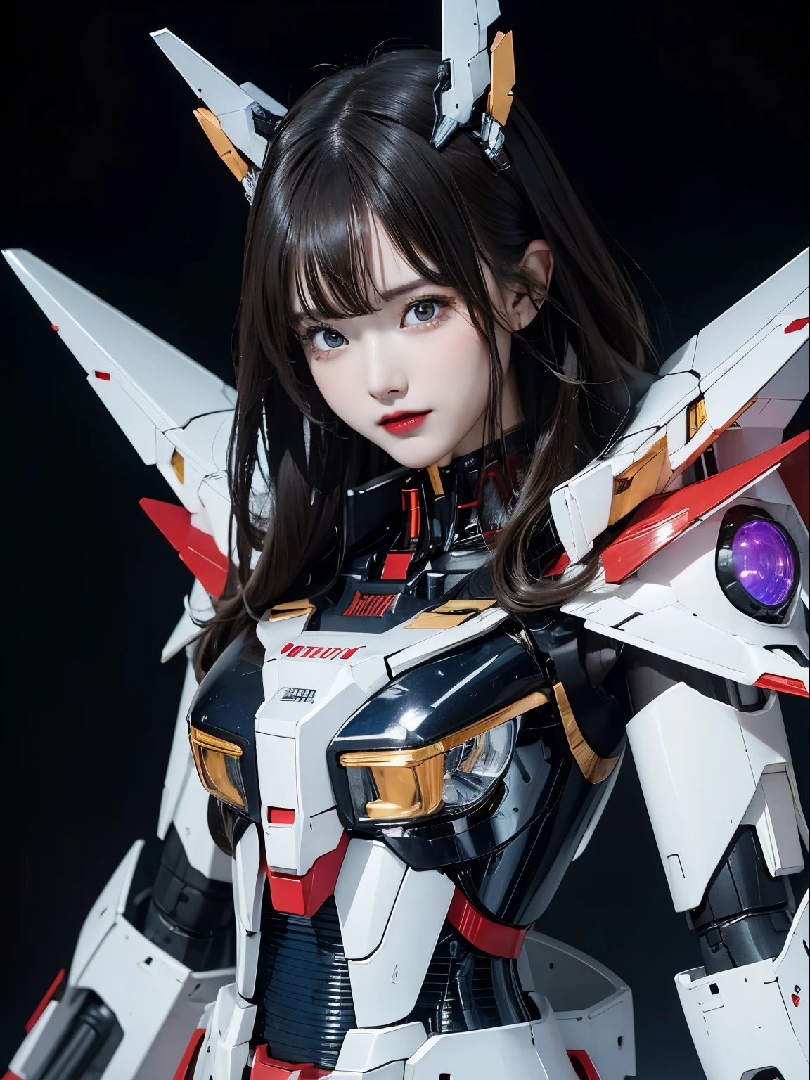 Super detailed, advanced details, high quality, 最high quality, High resolution, 1080P, hard disk, beautiful,(gundam),beautifulサイボーグの女性,Mecha cyborg girl,battle mode,Mecha body girl,彼女は未来的なgundamメカを身に着けています,Full body view from the front