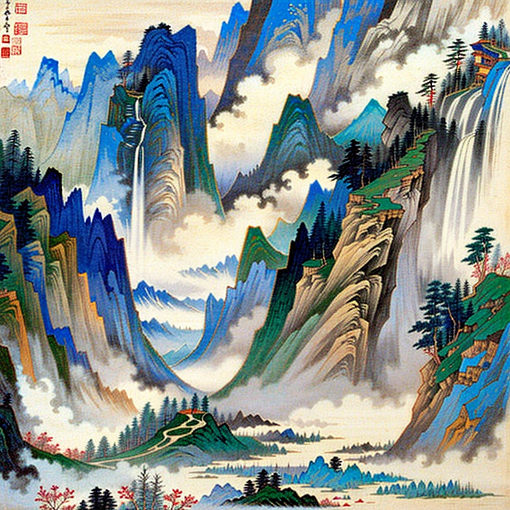 highest quality,masterpiece,very detailed,super detailed,  
Zhang Daqian, there are no humans, scenery, traditional media, outdoors, nature, painting \(Moderate\)