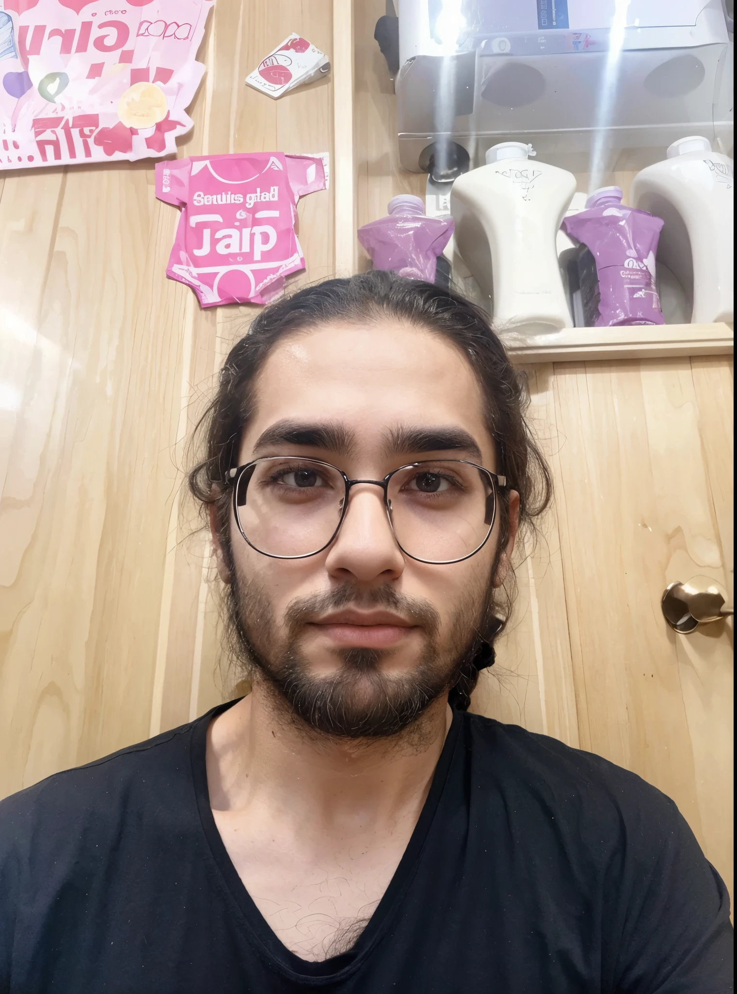 A 21 years old Persian boy who is suffering from several health conditions and is deeply depressed. He has long ponytail hair and some Short beard. His eyebrows are connected and he wears black t shirt. He is struggling with ulcerative colitis and depression and he is single. He also has acid reflux and psychogenic body pain. He is also very clever and loves philosophy and logic.