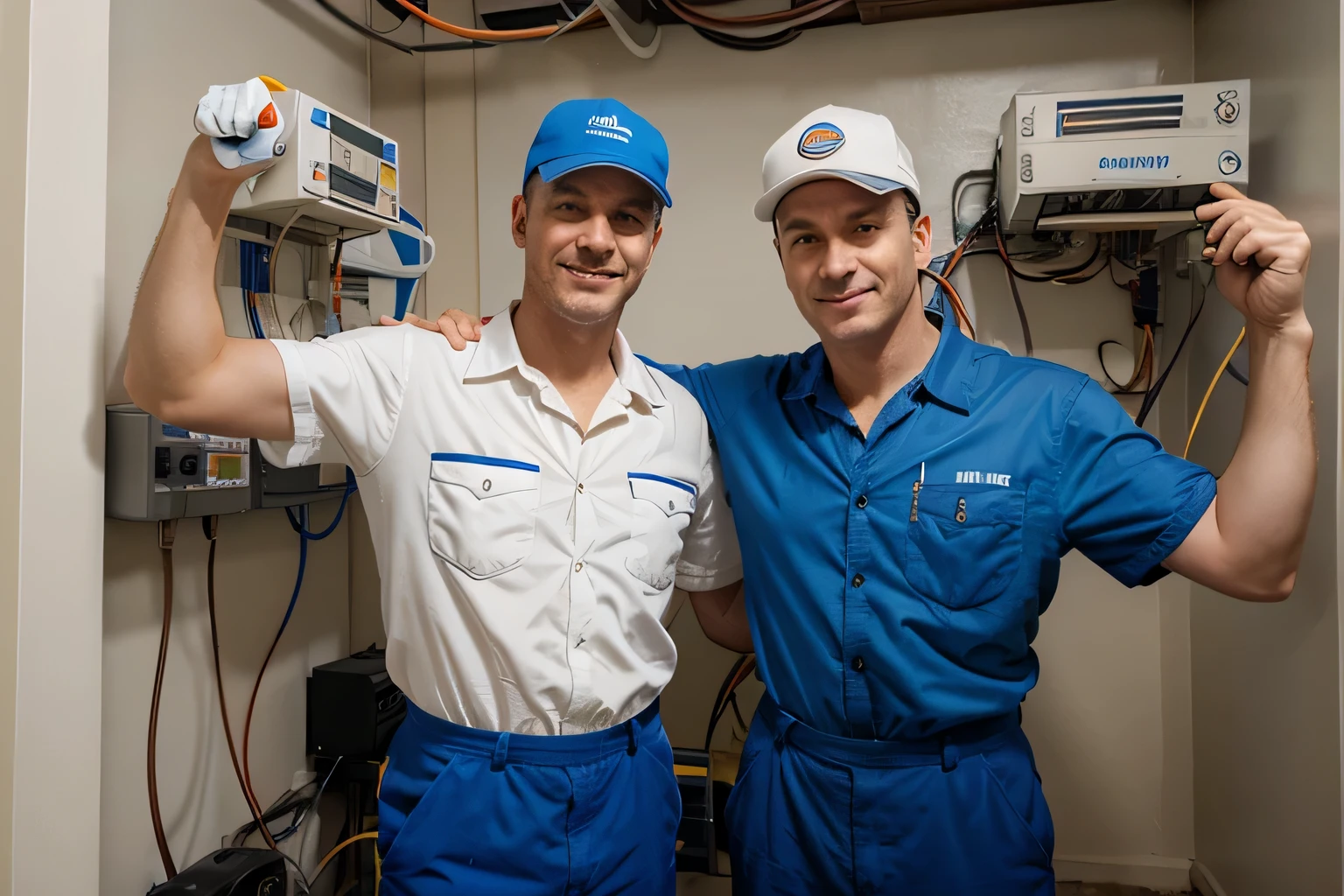 Main image for advertising electrician services, Realistic, super sales, group, electrical equipment repair, male electrician