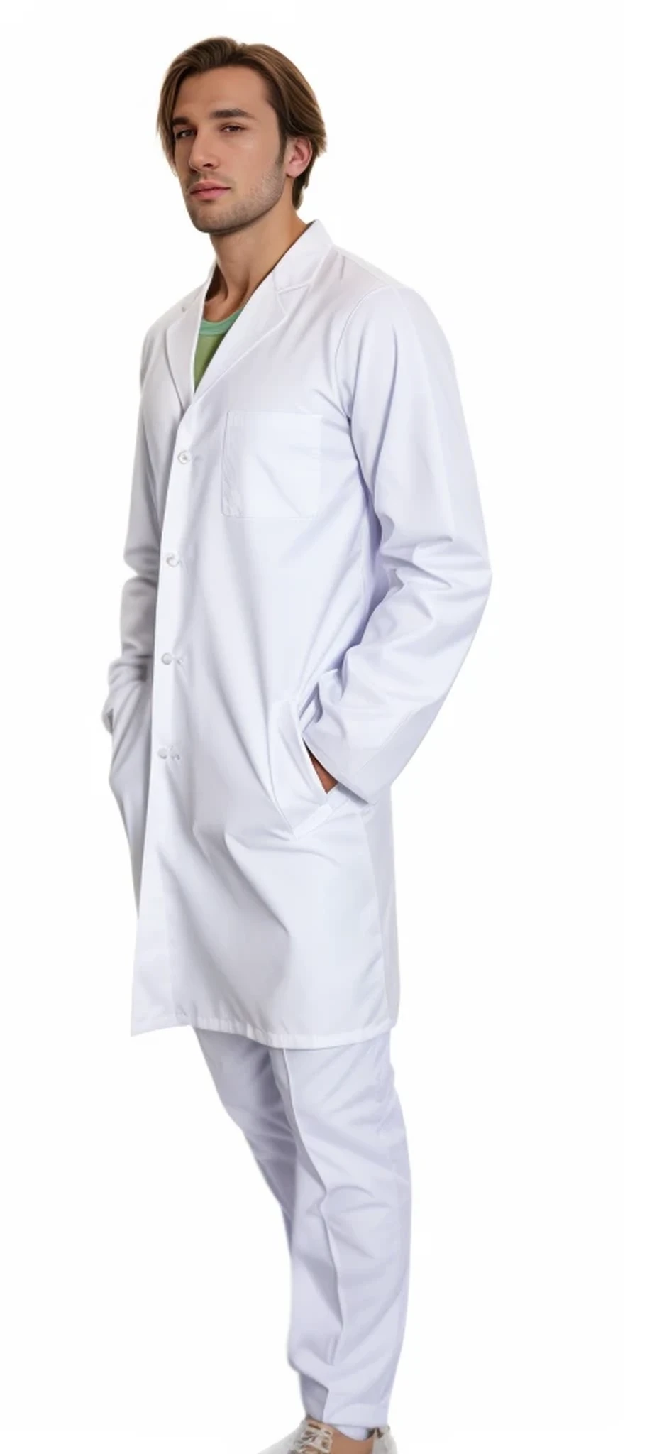 a close up of a man in a lab coat standing, lab coat, lab coats, wearing a lab coat, lab coat, wearing lab coat, wearing a white lab coat, wearing a lab coat, lab coat, white lab coat, with a lab coat, foxish guy in a lab coat, wearing lab coat and a blouse