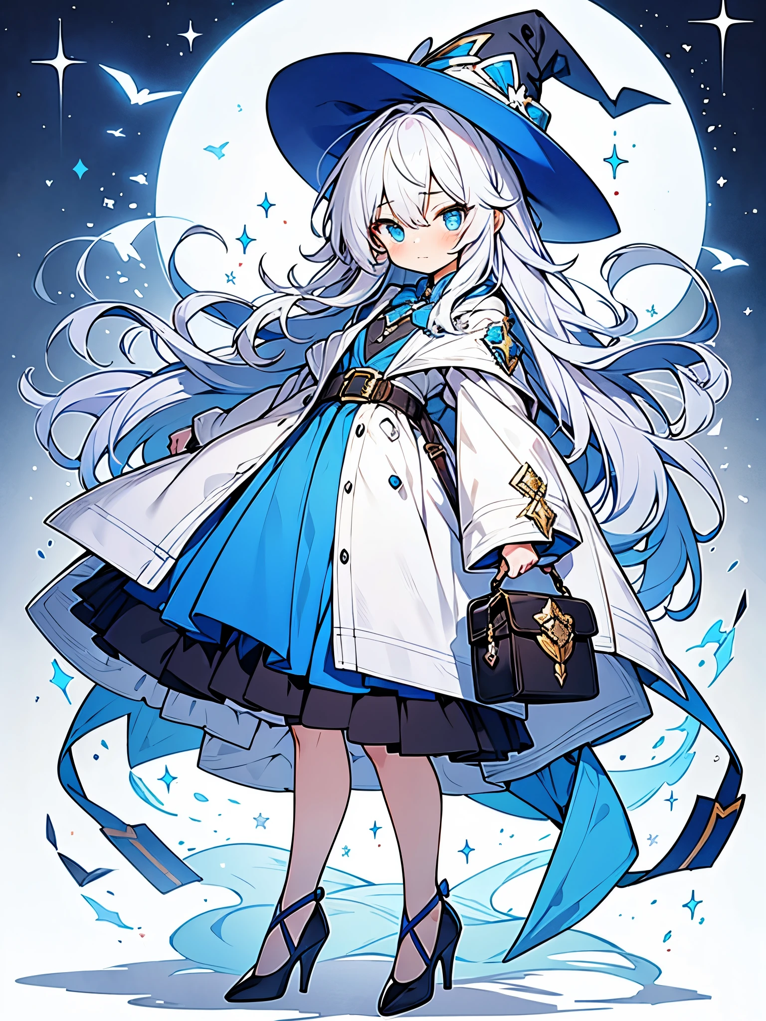 Beautiful boy cross-dressing,cute face,
boy dressed as cute girl,boy cuter than girl,
silver long hair,blue eyes,witch-boy,blue ribbon,
blue high heels,tons of accessories,
Magical-Doctor,medical witch bag,cute magic white coat,pretty Wizard,frill clothes,