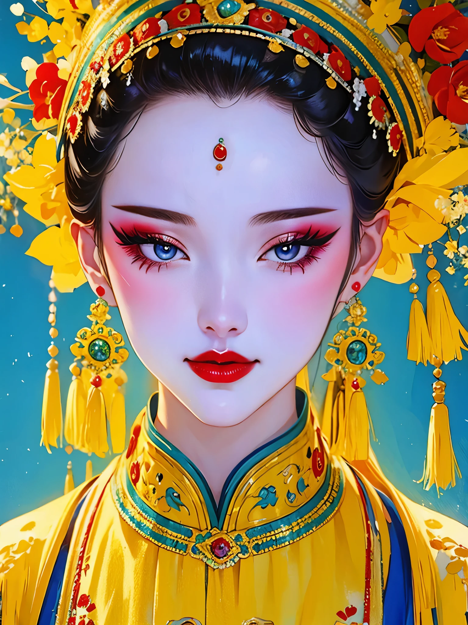 (masterpiece, best quality:1.2), 1 girl, alone，Exquisite facial features，long eyelashes，portrait，